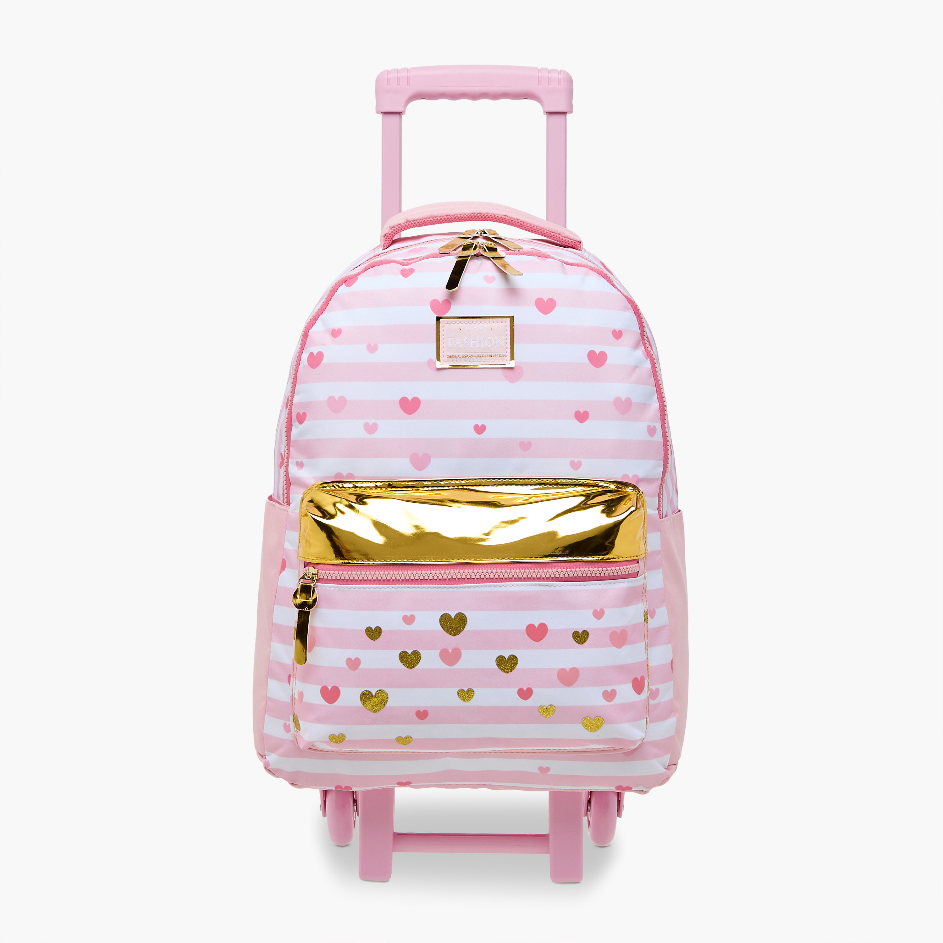 Juniors Striped Trolley Bag for Girls 8-13 Years with Adjustable Strap -school-bagsandbackpacks-trolleybags-image-1