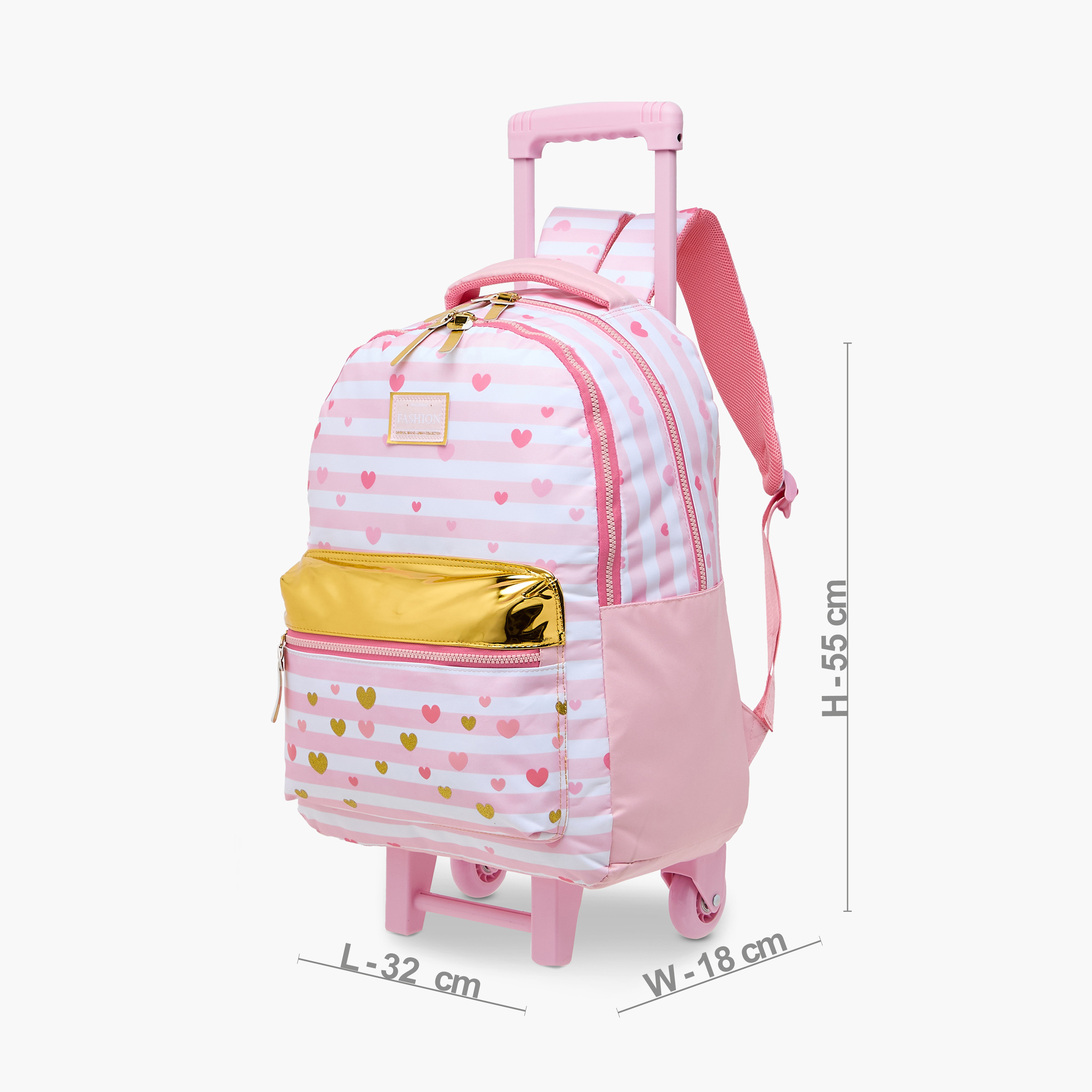 Juniors Striped Trolley Bag for Girls 8-13 Years with Adjustable Strap -school-bagsandbackpacks-trolleybags-image-4