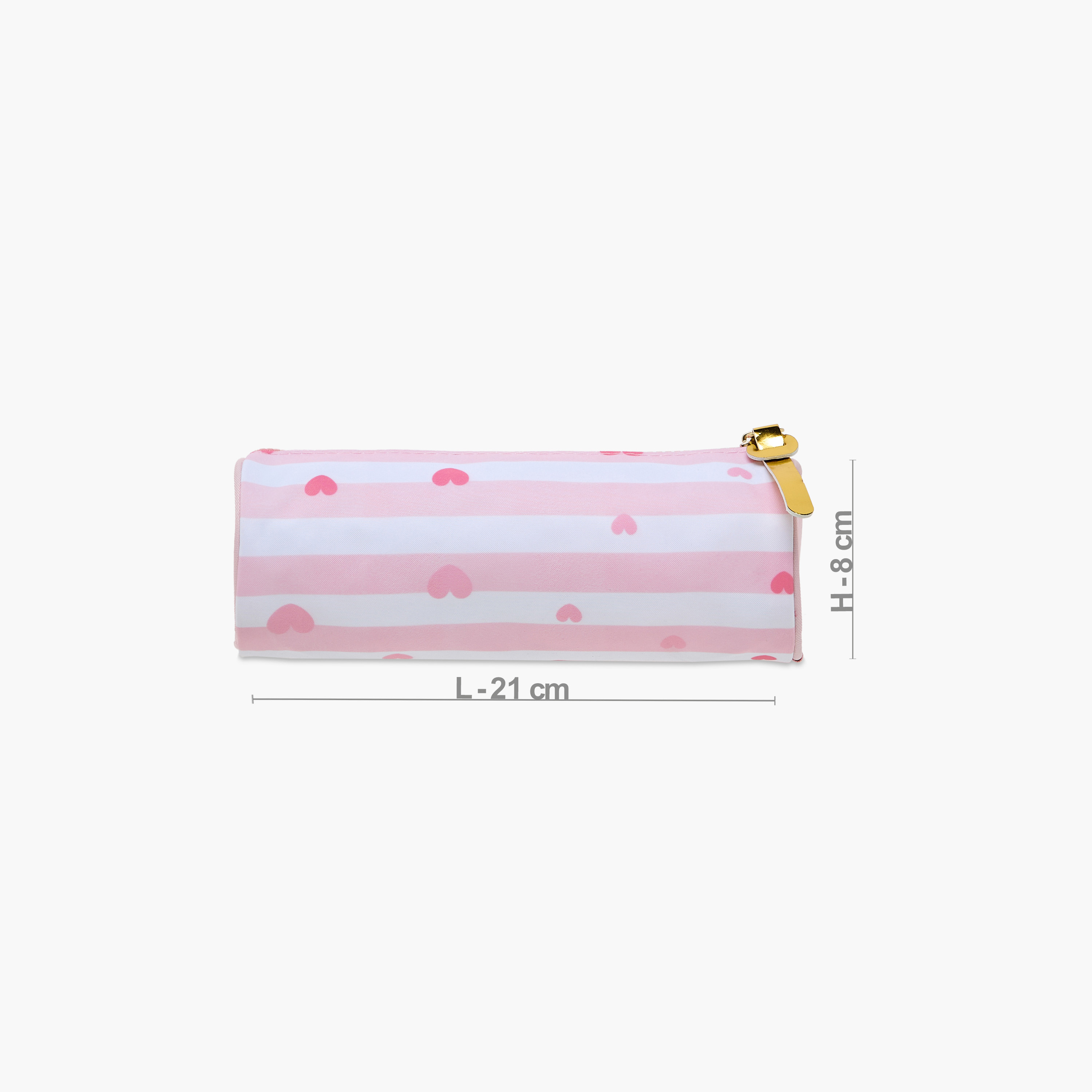 Juniors Striped Heart Print Pencil Pouch with Zip Closure-school-stationery-pencilcases-image-2