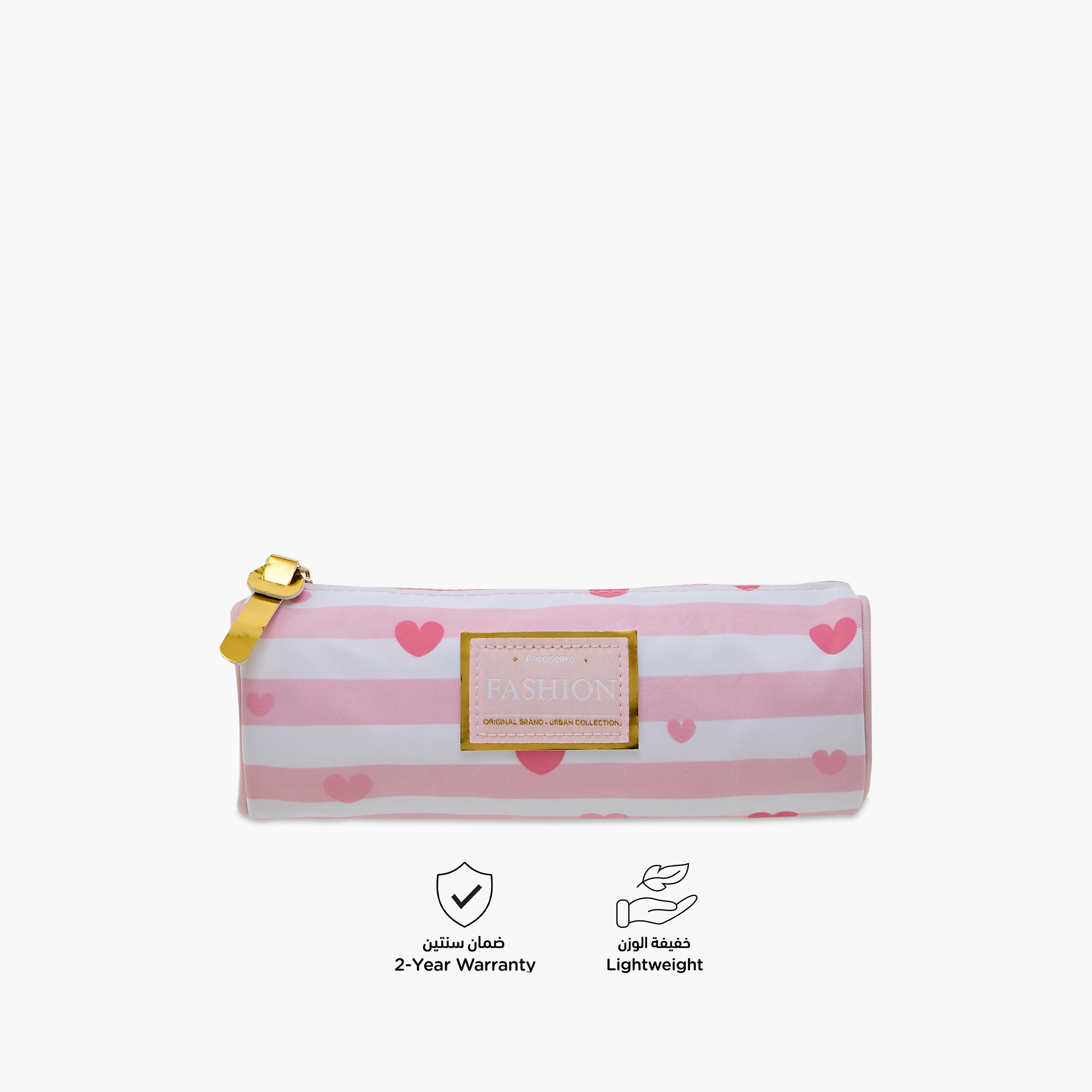 Juniors Striped Heart Print Pencil Pouch with Zip Closure-school-stationery-pencilcases-image-4