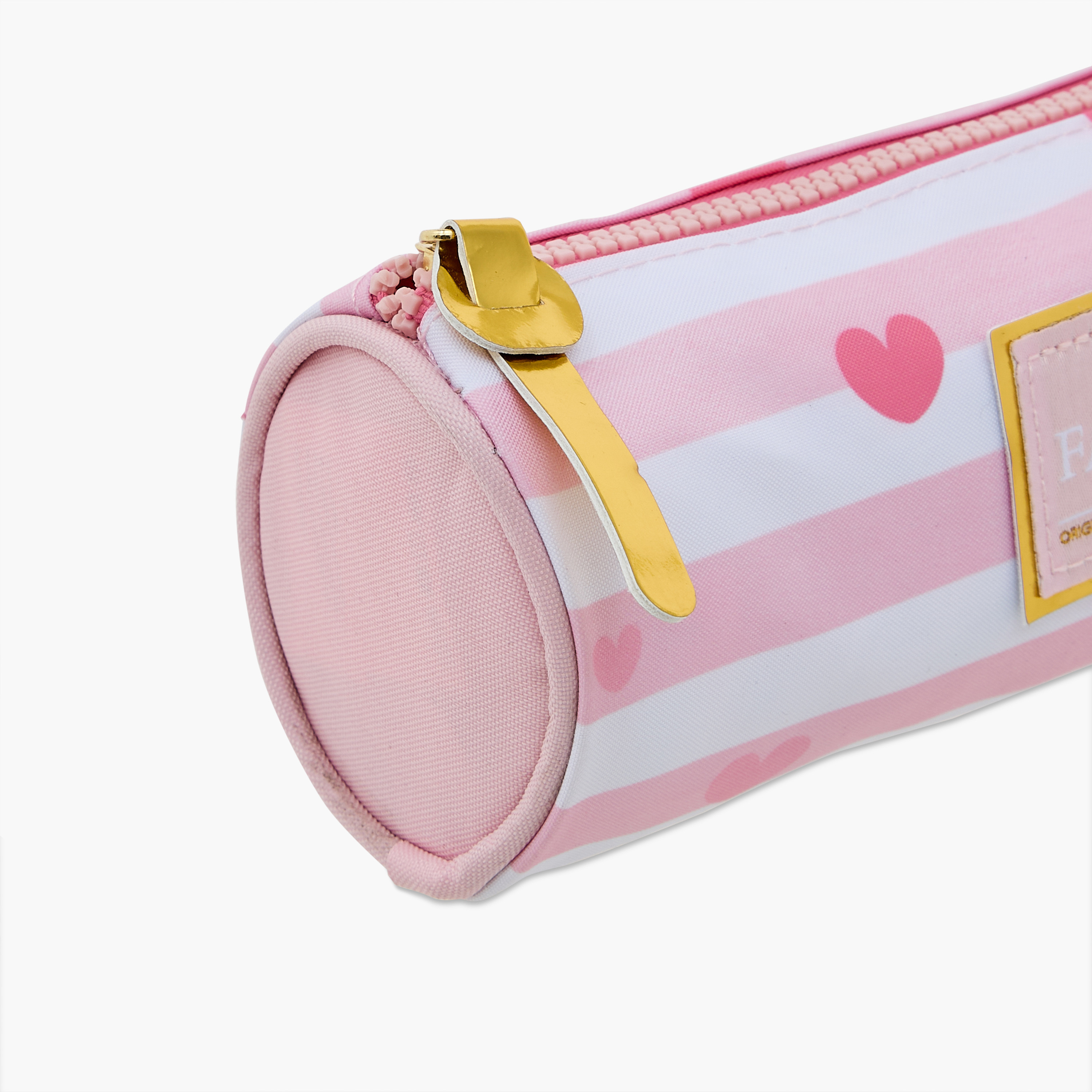 Juniors Striped Heart Print Pencil Pouch with Zip Closure-school-stationery-pencilcases-image-5