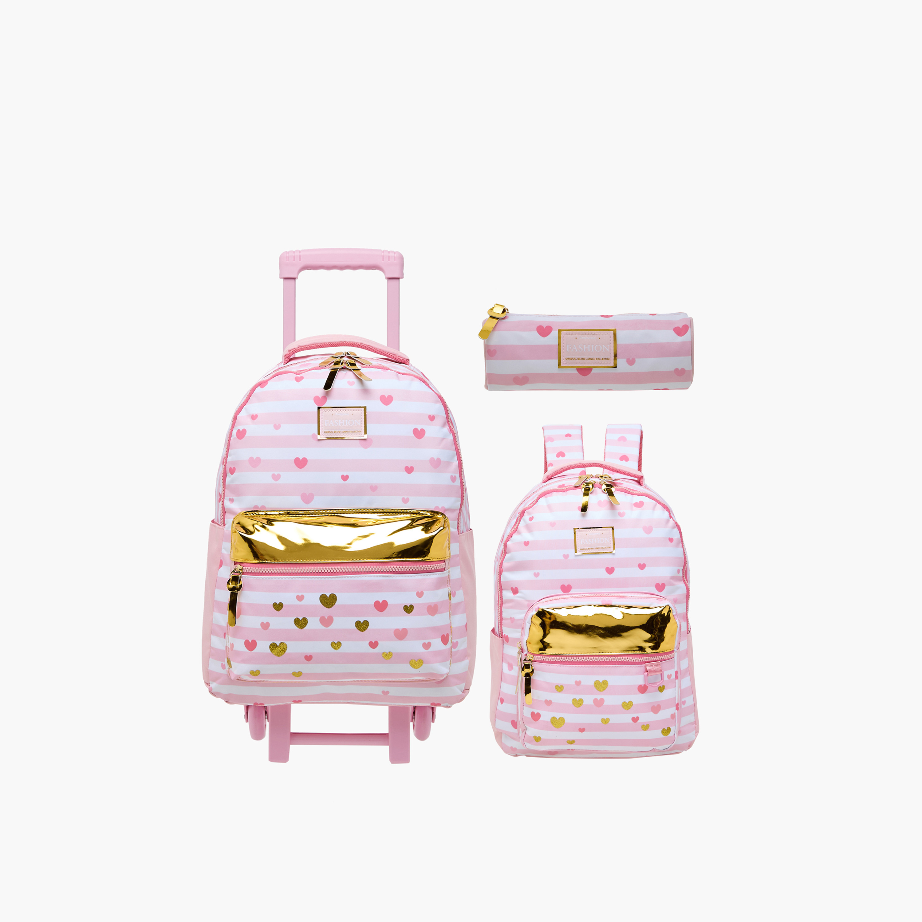 Juniors Striped Heart Print Pencil Pouch with Zip Closure-school-stationery-pencilcases-image-7