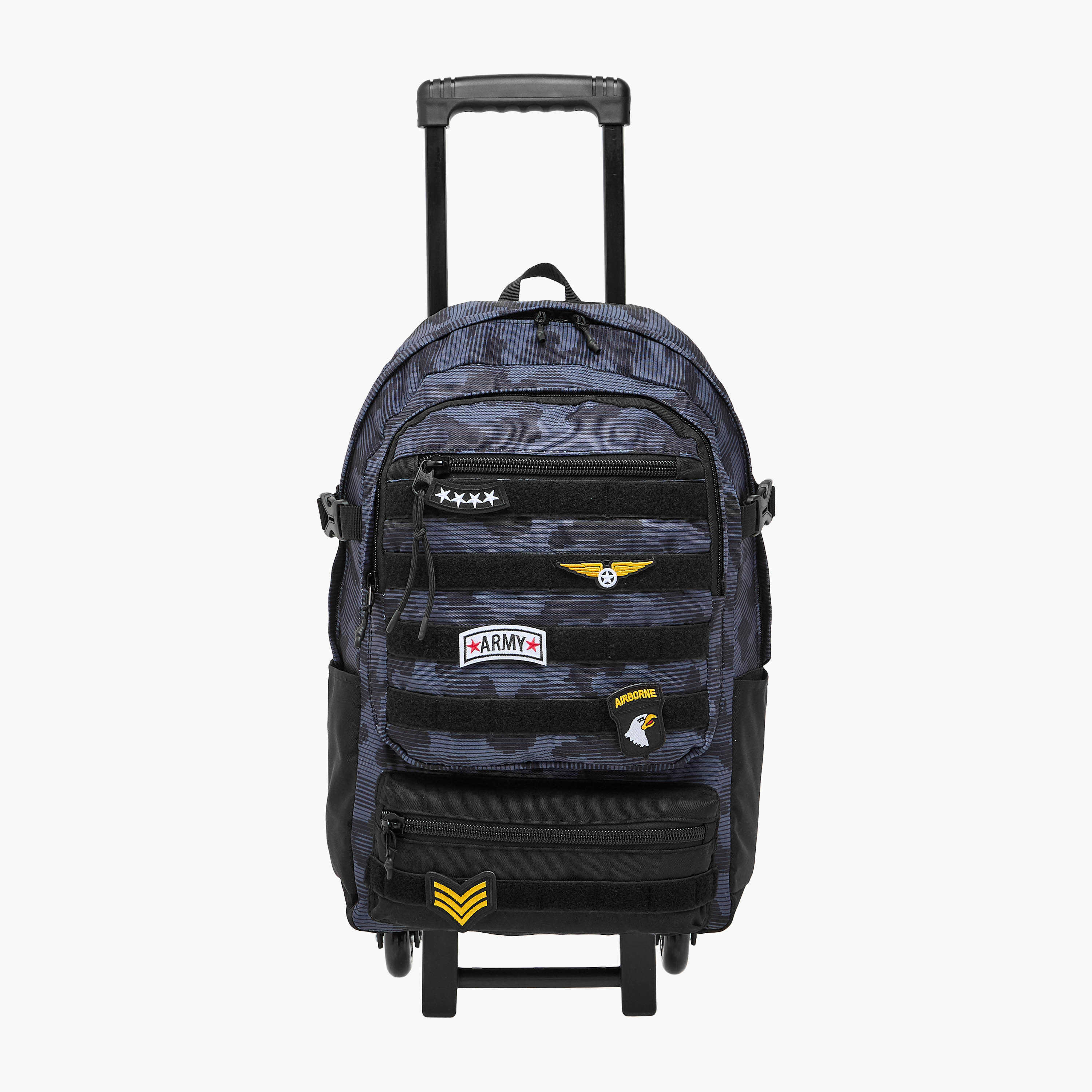 شنطة ترولي للأولاد 8-13 سنة بحزام قابل للتعديل وتصميم مونوجرام من جونيورز-school-bagsandbackpacks-trolleybags-image-10