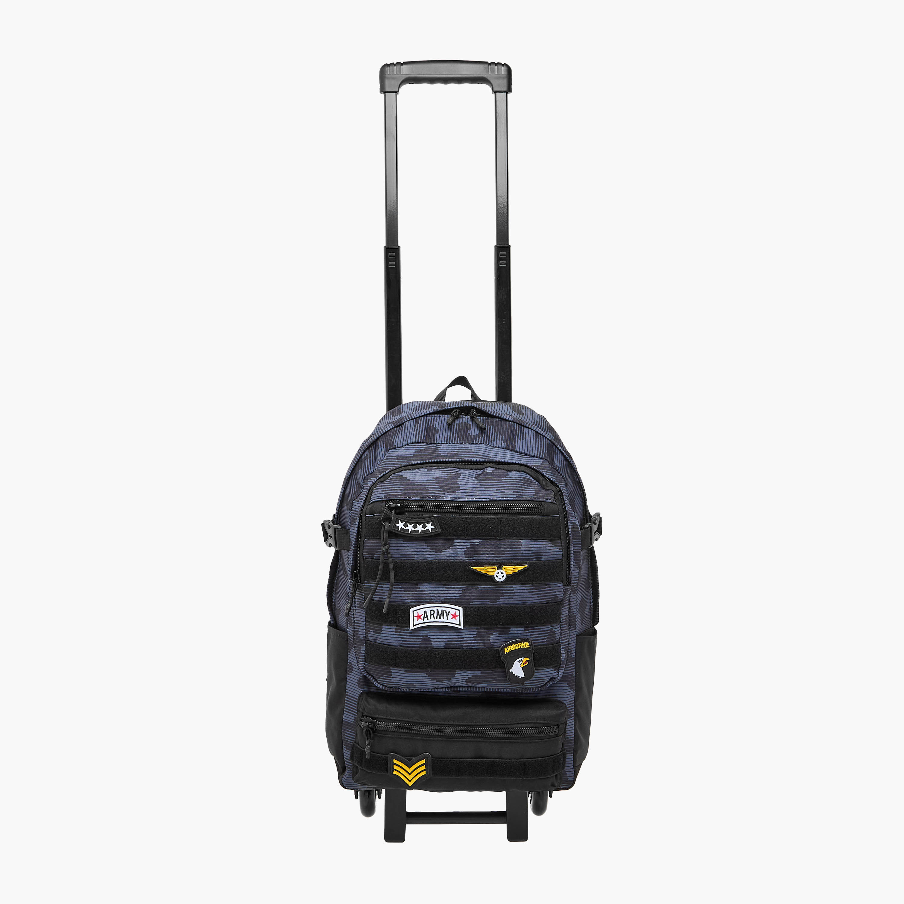 شنطة ترولي للأولاد 8-13 سنة بحزام قابل للتعديل وتصميم مونوجرام من جونيورز-school-bagsandbackpacks-trolleybags-image-2