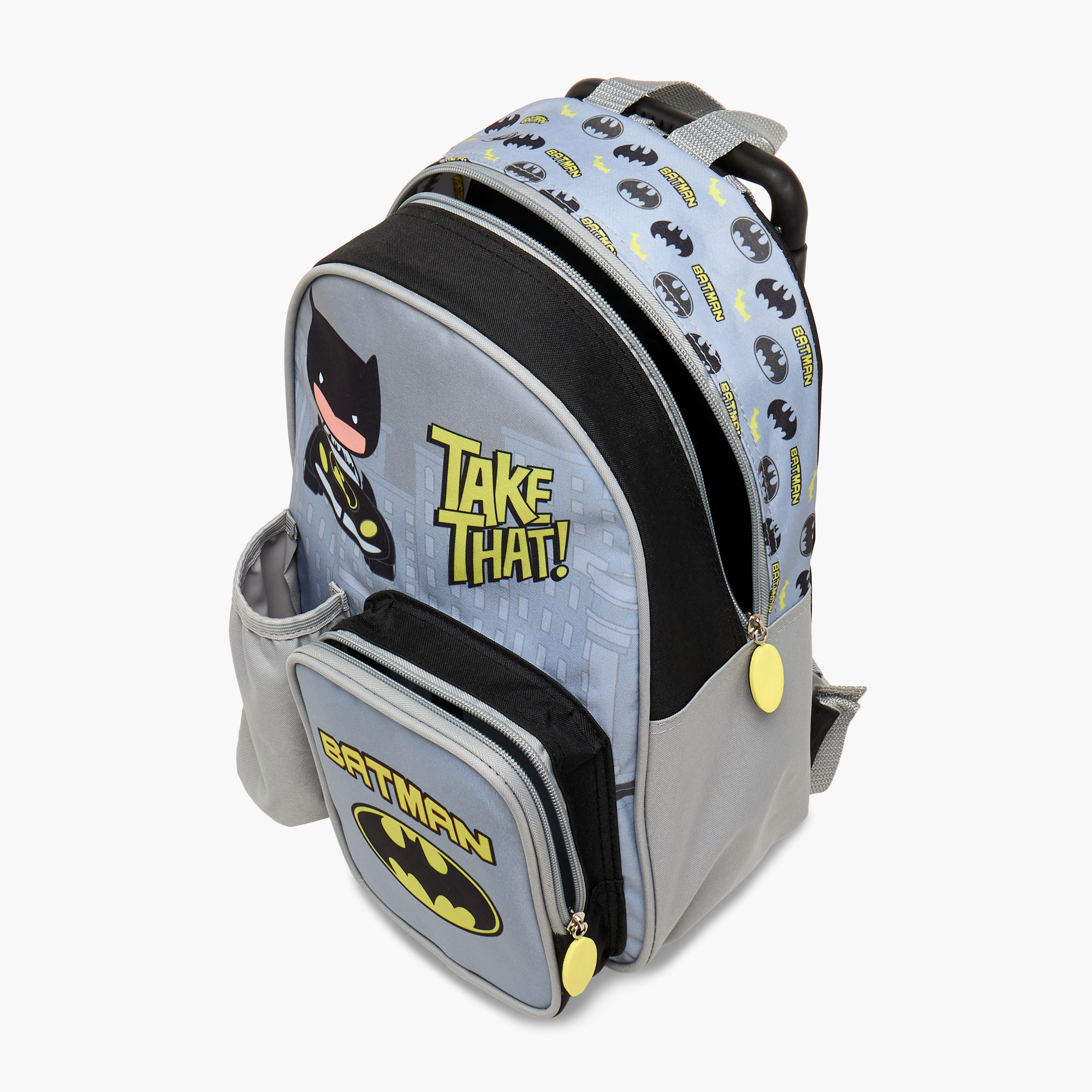 Batman Print Trolley Backpack with Retractable Handle and Zip Closure - 13 inches-school-bagsandbackpacks-trolleybags-image-18