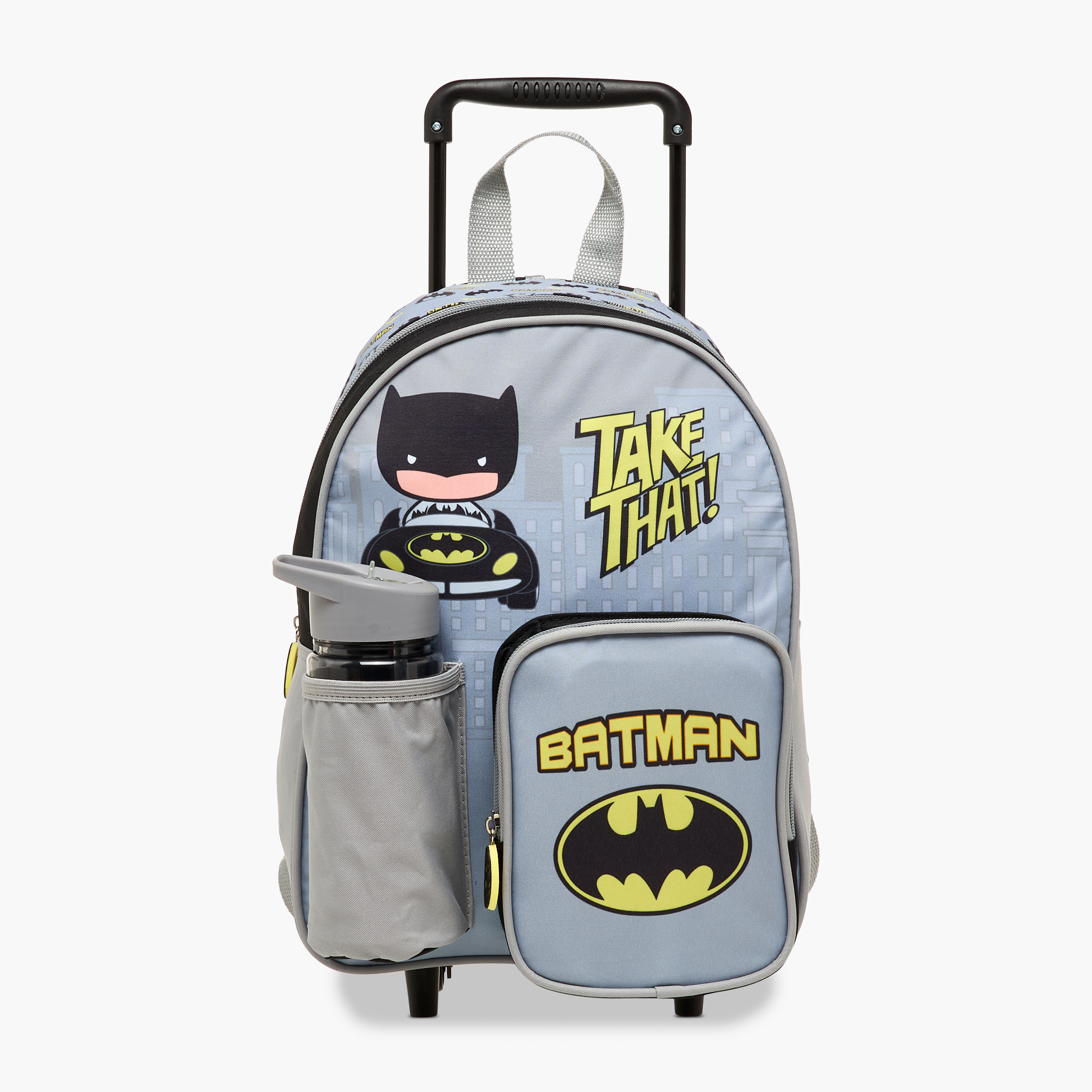 Batman Print Trolley Backpack with Retractable Handle and Zip Closure - 13 inches-school-bagsandbackpacks-trolleybags-image-4