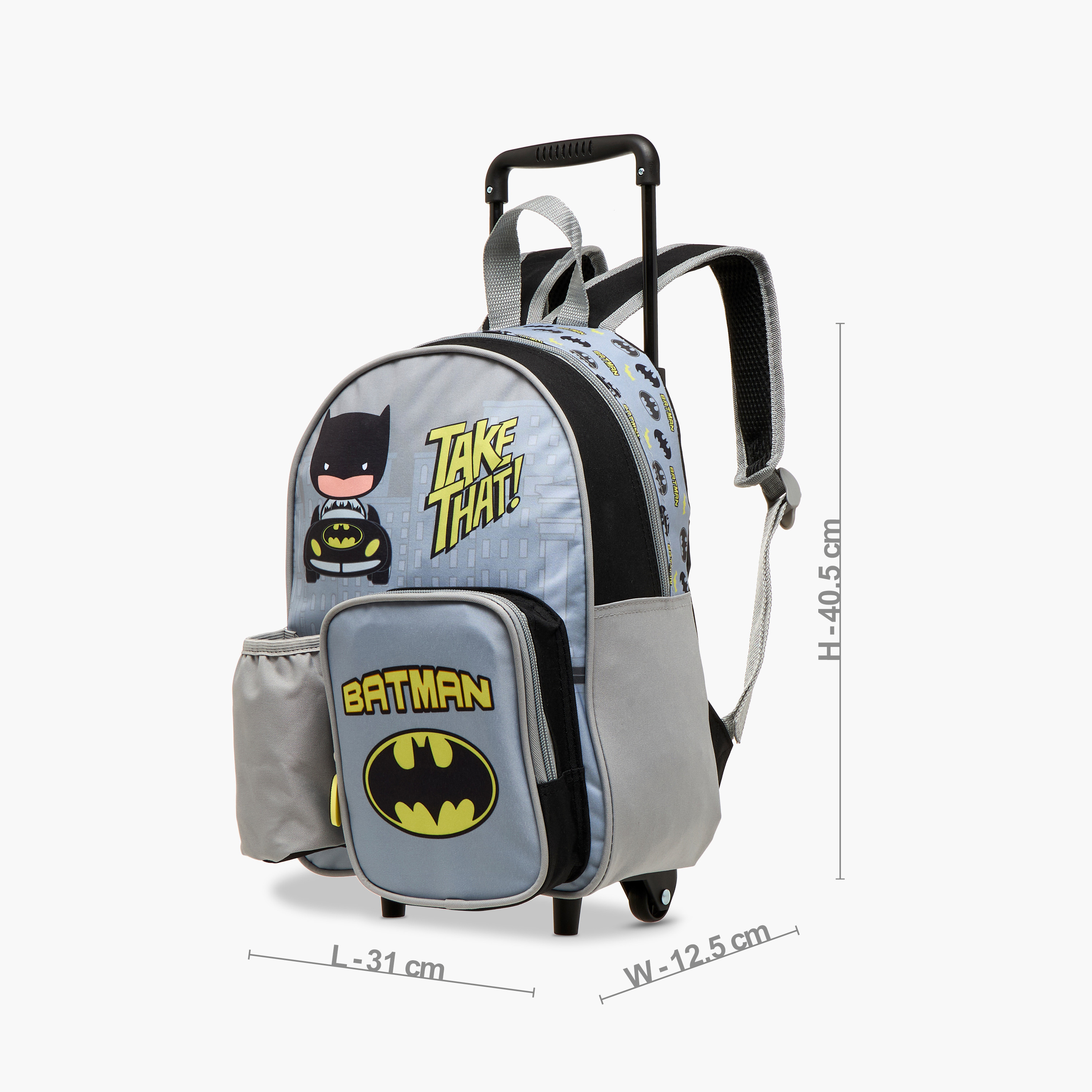 Batman Print Trolley Backpack with Retractable Handle and Zip Closure - 13 inches-school-bagsandbackpacks-trolleybags-image-5