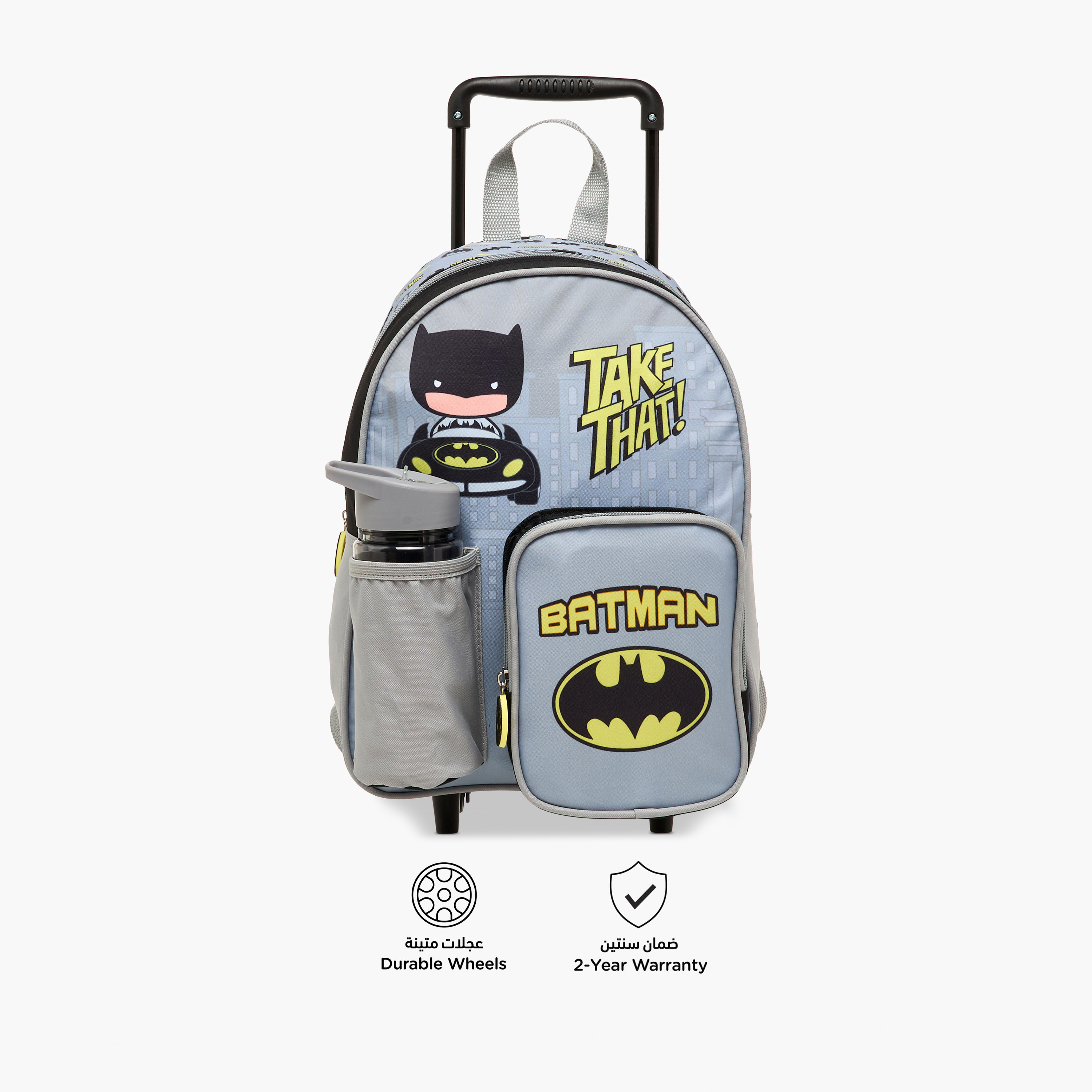 Batman Print Trolley Backpack with Retractable Handle and Zip Closure - 13 inches-school-bagsandbackpacks-trolleybags-image-7