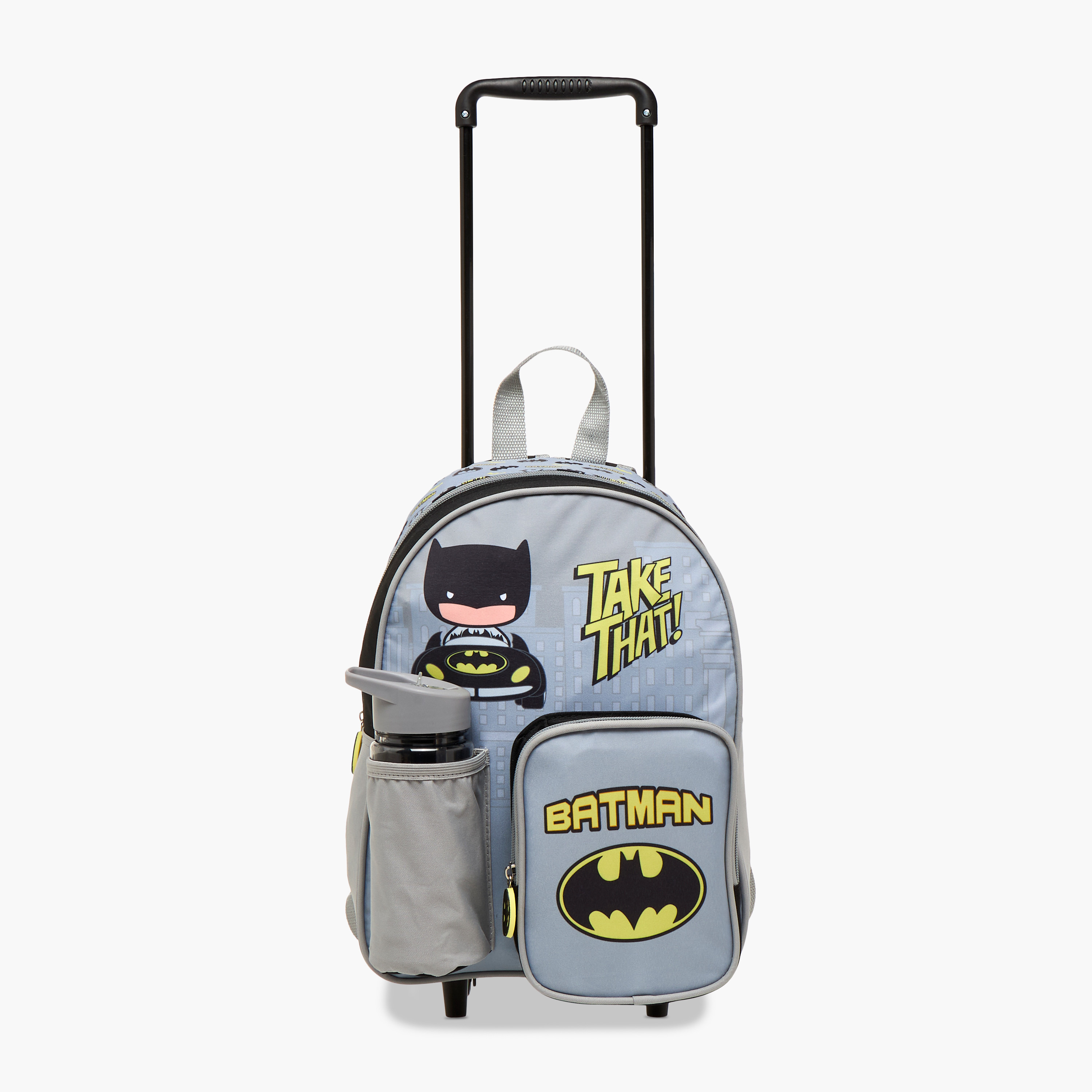 Batman Print Trolley Backpack with Retractable Handle and Zip Closure - 13 inches-school-bagsandbackpacks-trolleybags-image-10