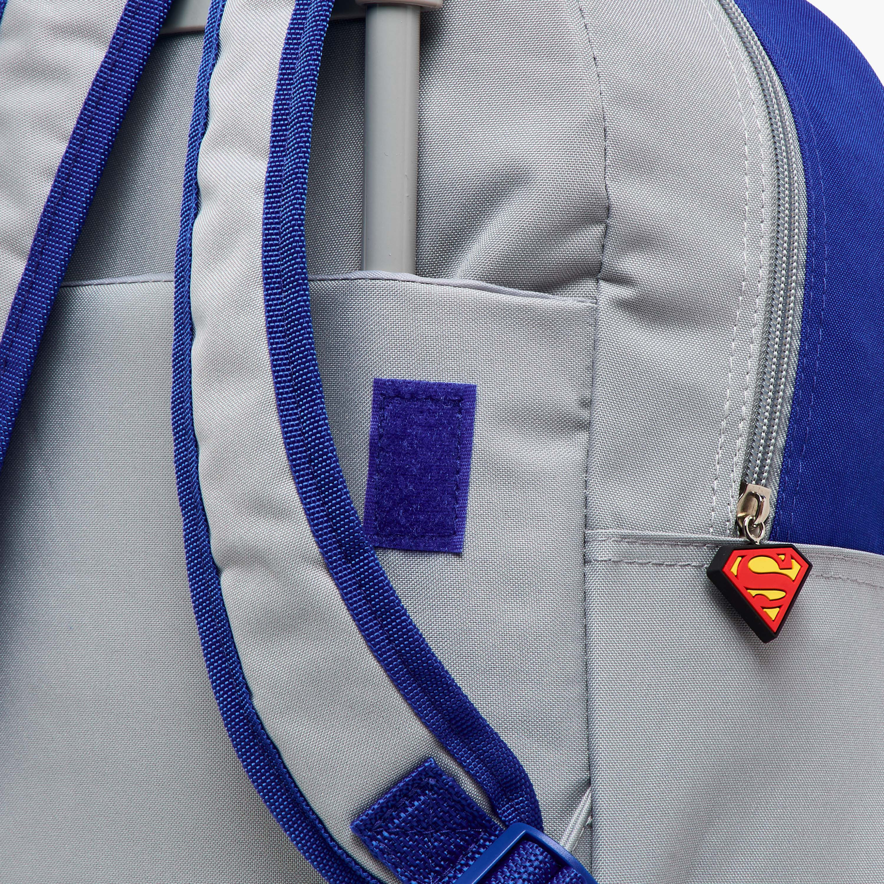 Superman Print Trolley Backpack with Retractable Handle and Zip Closure - 13 inches-school-bagsandbackpacks-trolleybags-image-10