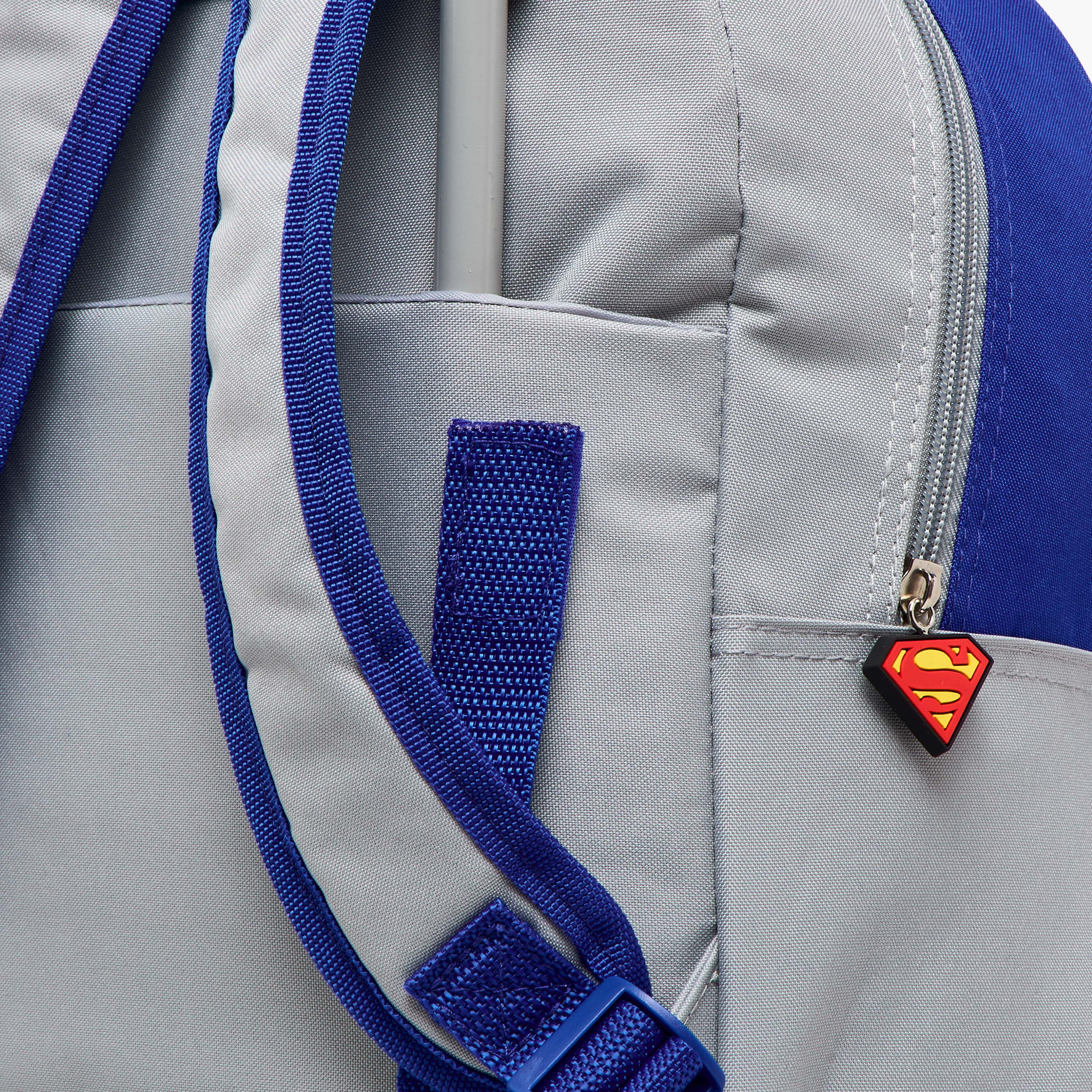 Superman Print Trolley Backpack with Retractable Handle and Zip Closure - 13 inches-school-bagsandbackpacks-trolleybags-image-9