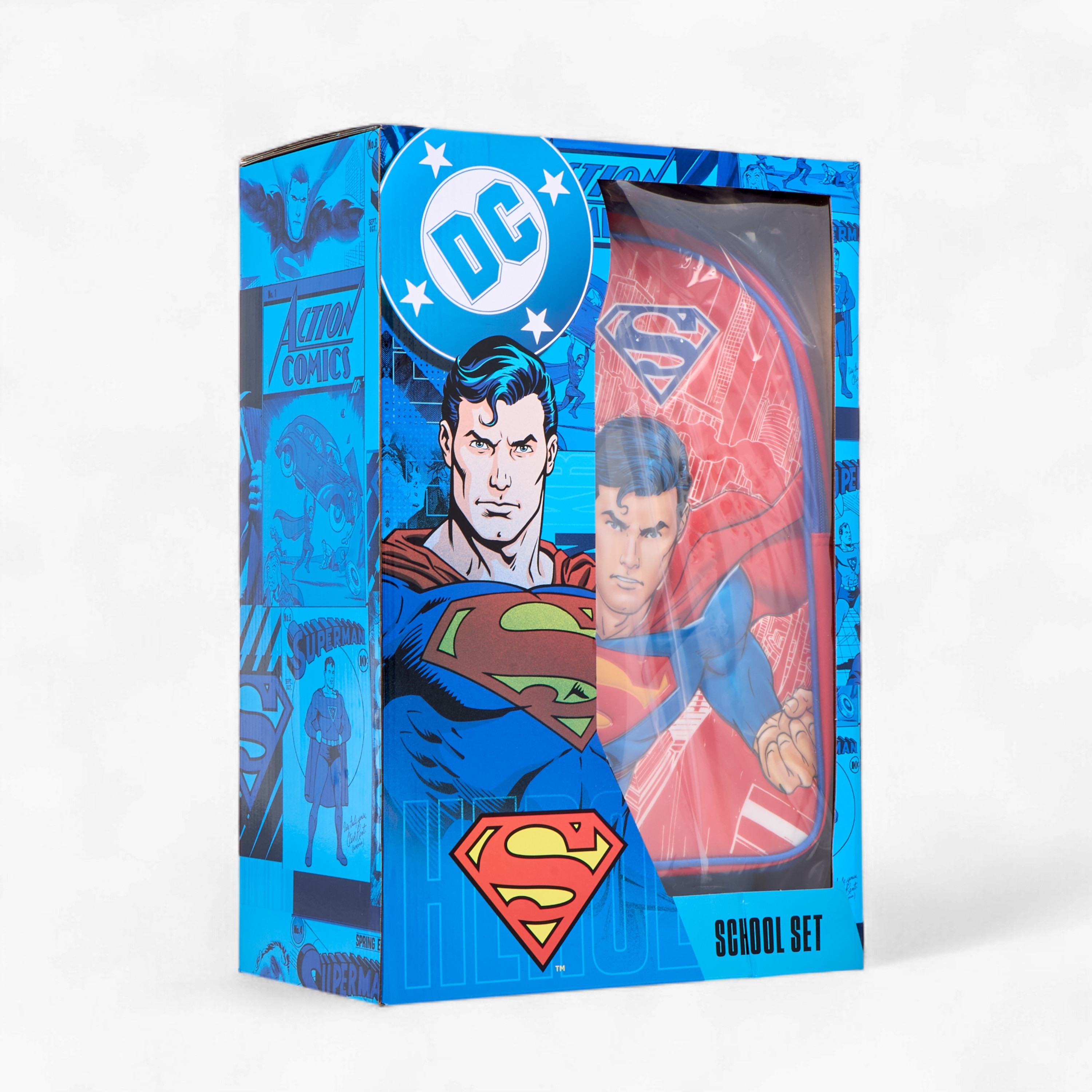 Superman Print 5-Piece Trolley Backpack Set -16 inches-school-bagsandbackpacks-trolleybags-image-30