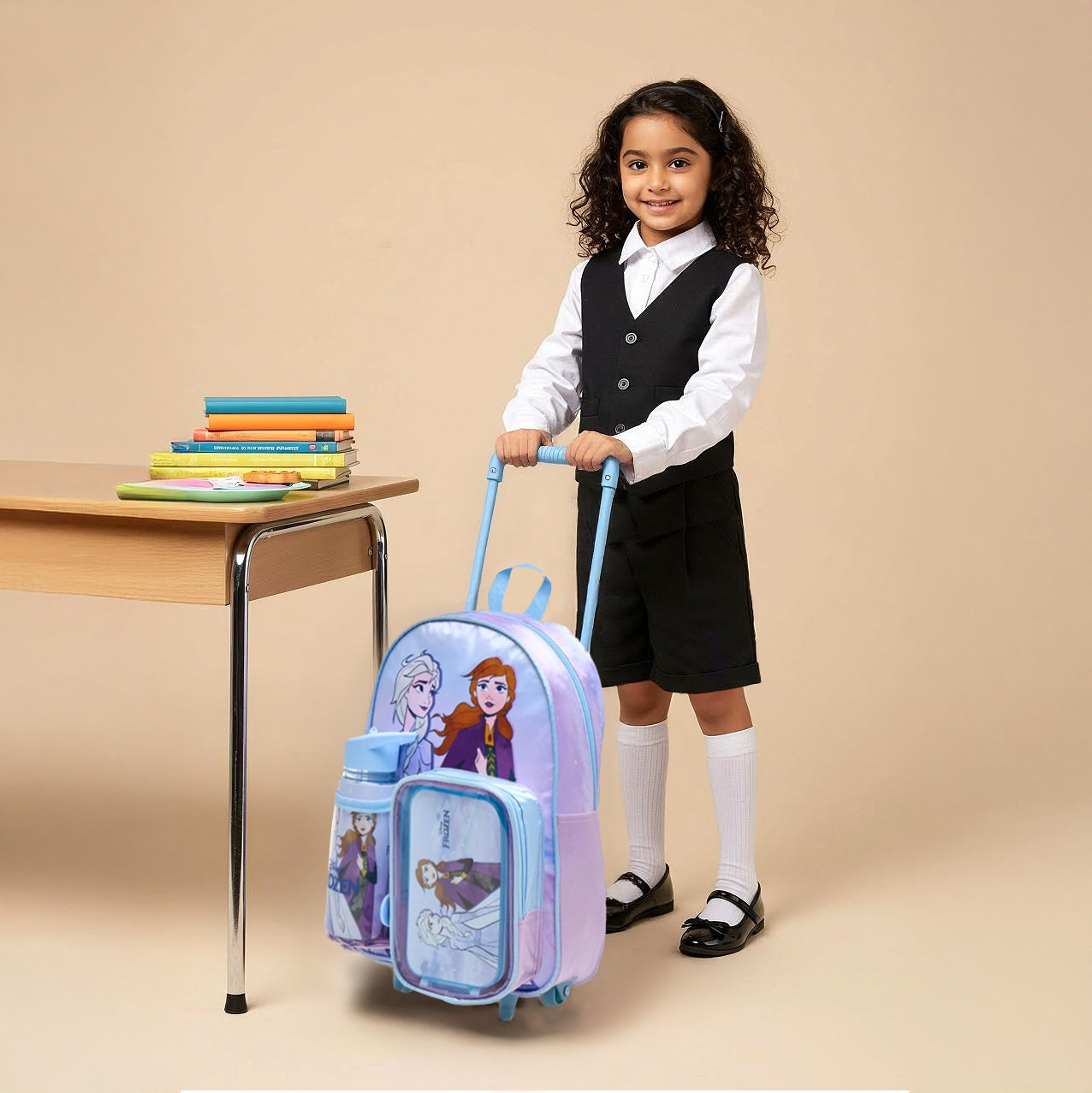 Disney Frozen Trolley Bag for Girls 5-8 Years with Retractable Handle -school-bagsandbackpacks-trolleybags-image-2