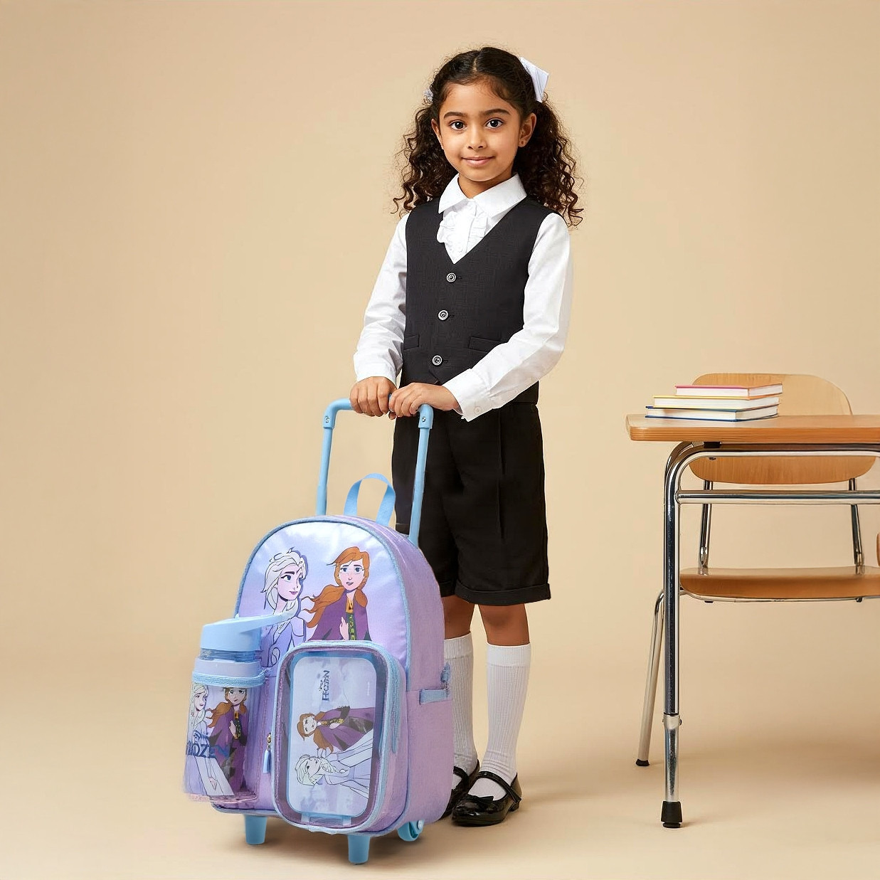 Disney Frozen Trolley Bag for Girls 5-8 Years with Retractable Handle -school-bagsandbackpacks-trolleybags-image-3