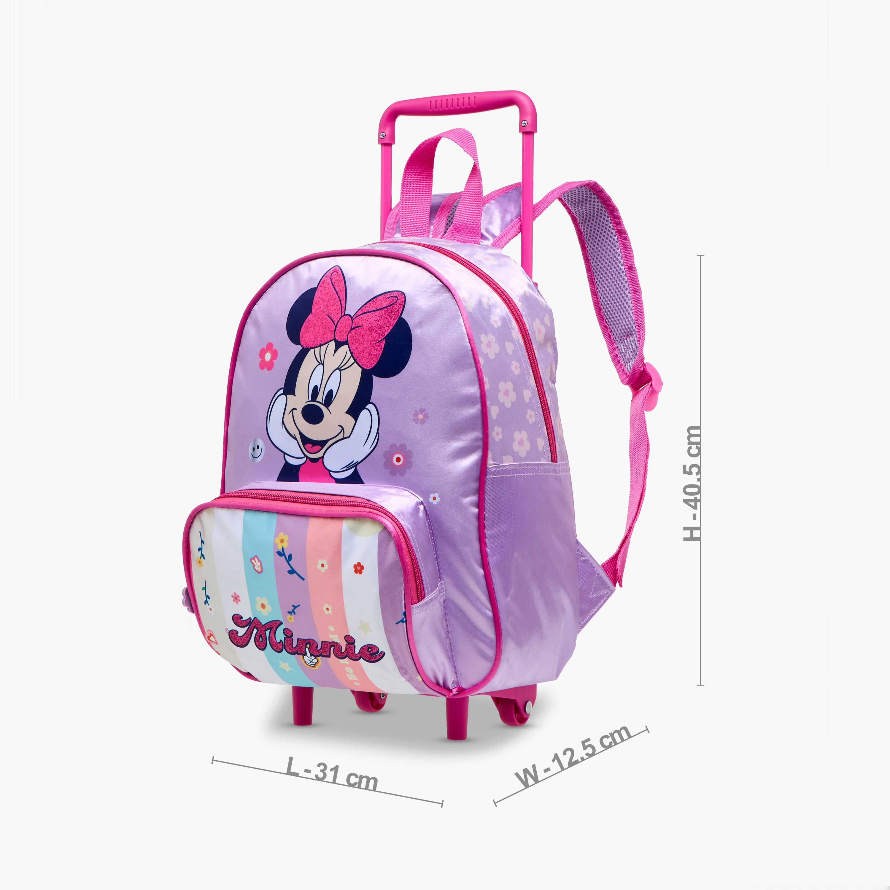Disney Minnie Mouse Print Trolley Backpack with Retractable Handle - 13 inches-school-bagsandbackpacks-trolleybags-image-3