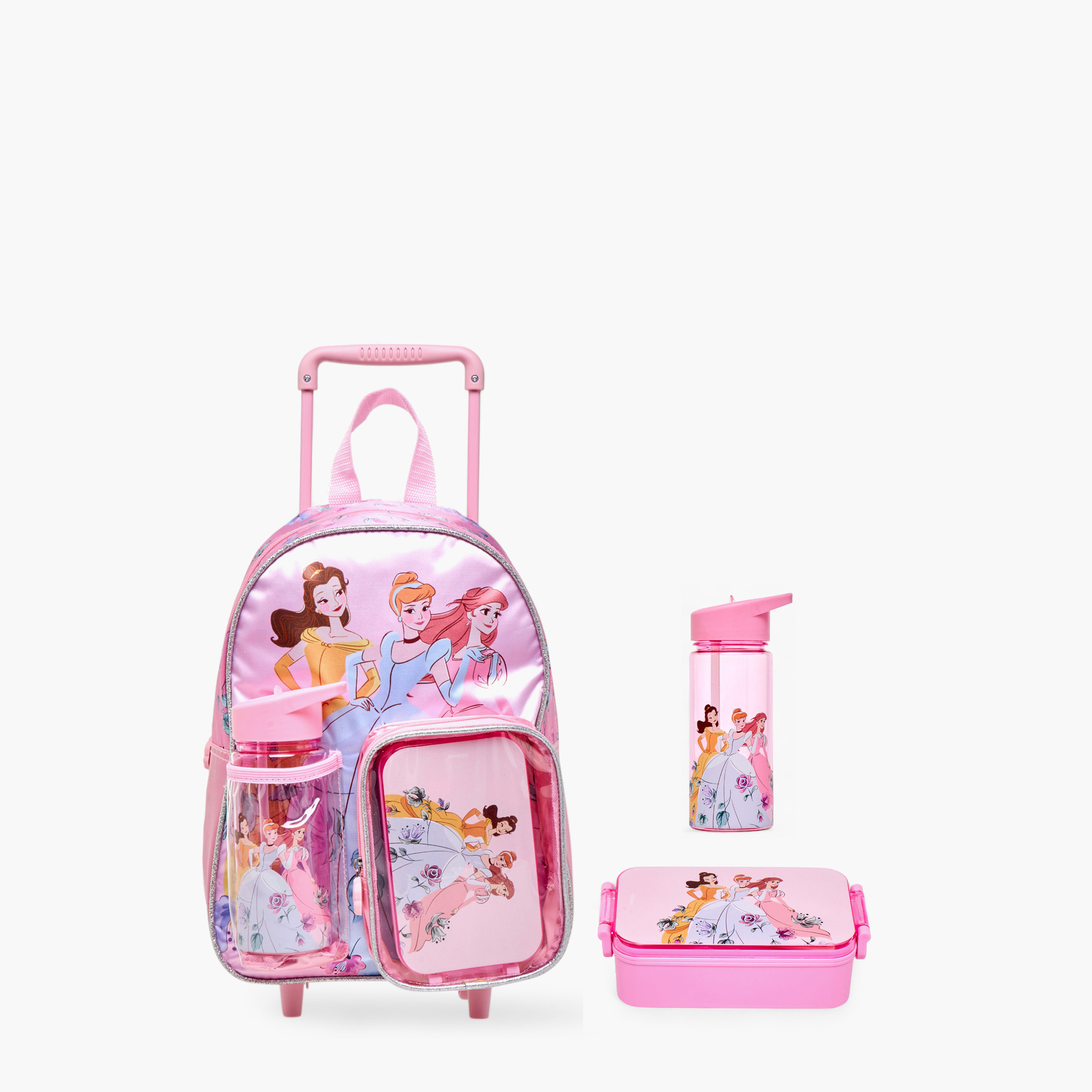 طقم شنطة ظهر ترولي 3 قطع بطبعات برينسس من ديزني - 13 بوصة-school-bagsandbackpacks-trolleybags-image-1
