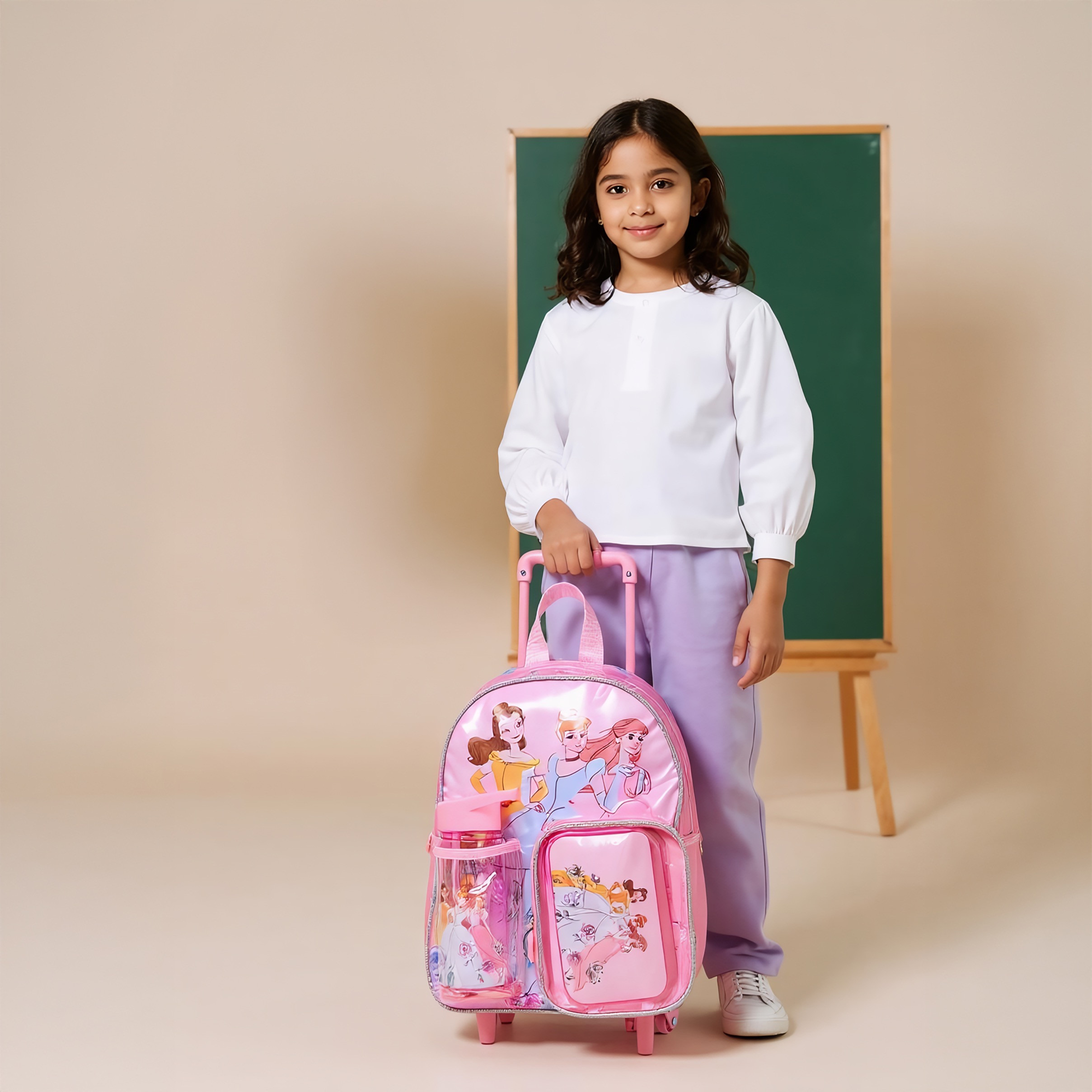 طقم شنطة ظهر ترولي 3 قطع بطبعات برينسس من ديزني - 13 بوصة-school-bagsandbackpacks-trolleybags-image-2