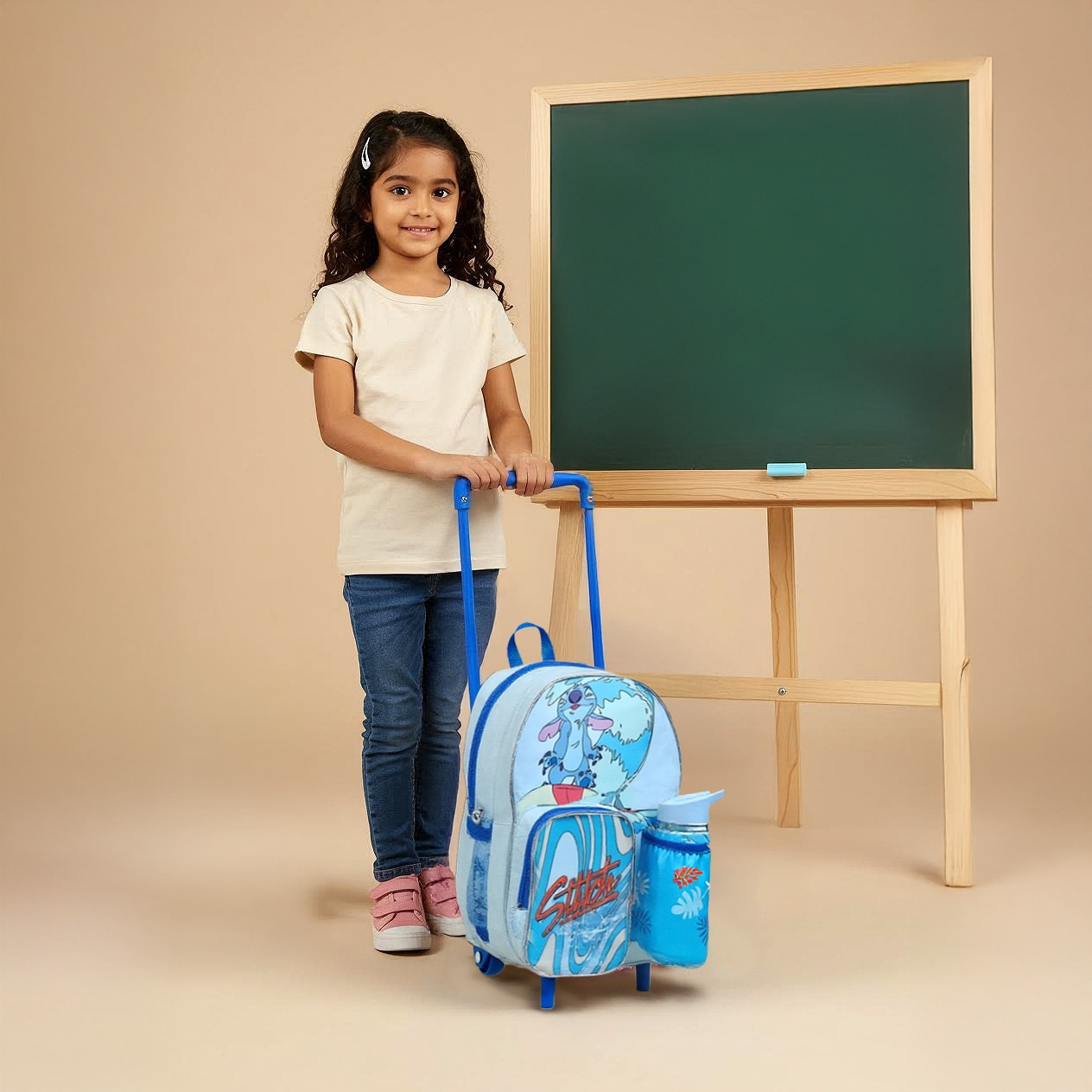 Disney Stitch Trolley Bag for Boys 5-8 Years with Retractable Handle -school-bagsandbackpacks-trolleybags-image-3