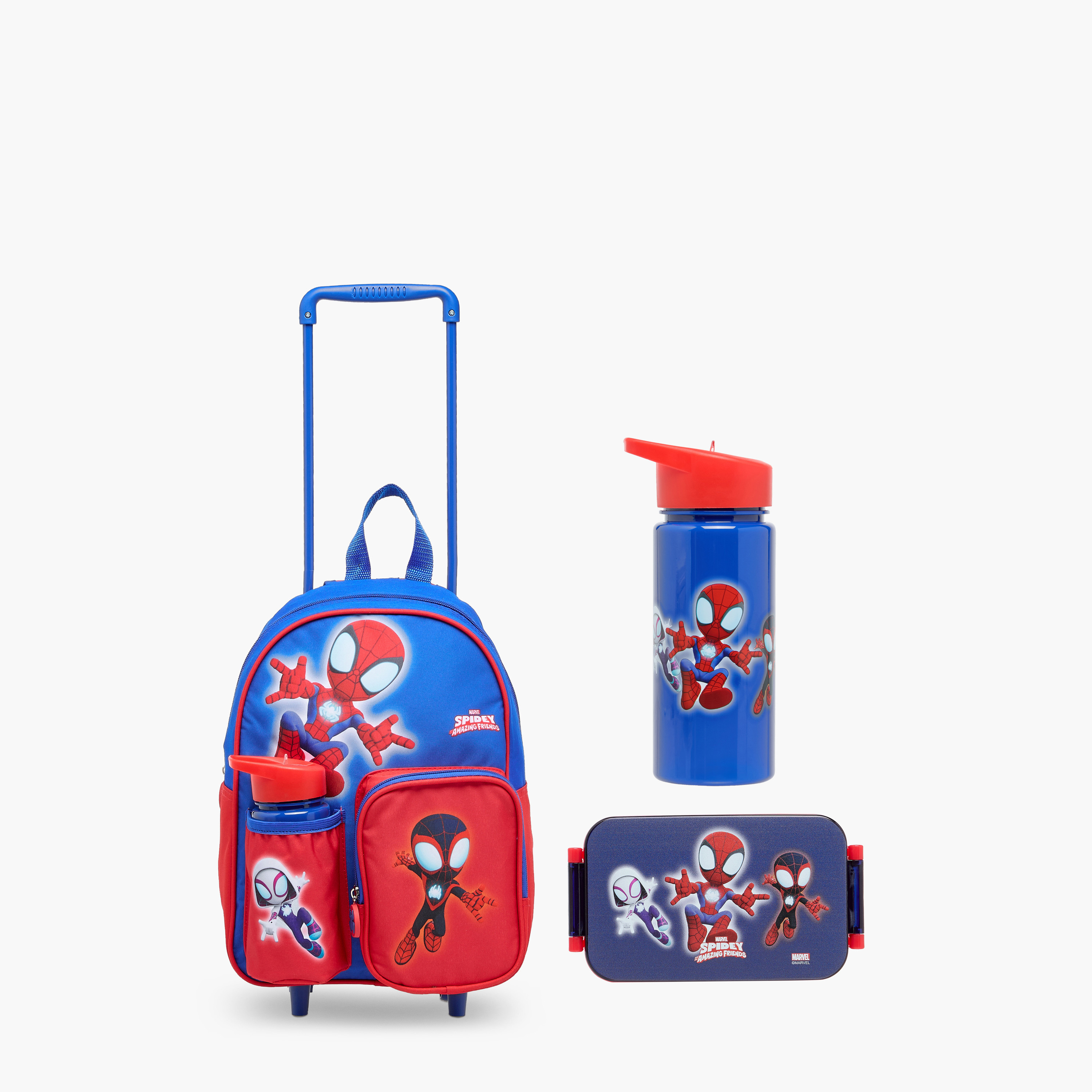 Marvel Spider-Man 3-Piece School Trolley Bag Set for Boys 5-8 Years with Lunch Bag and Pencil Pouch -school-bagsandbackpacks-trolleybags-image-1
