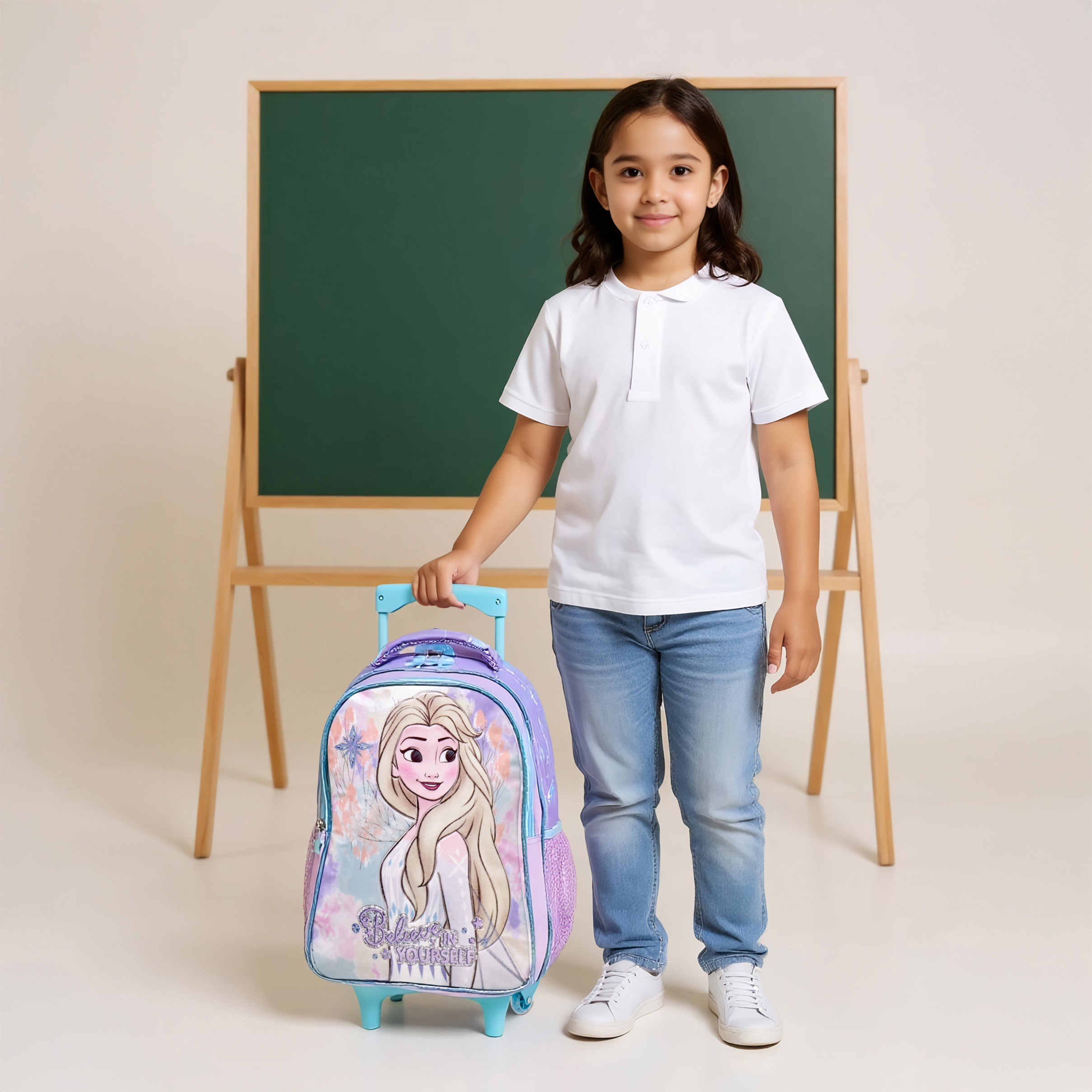 Disney Elsa Print 5-Piece Trolley Backpack Set -16 inches-school-bagsandbackpacks-trolleybags-image-2