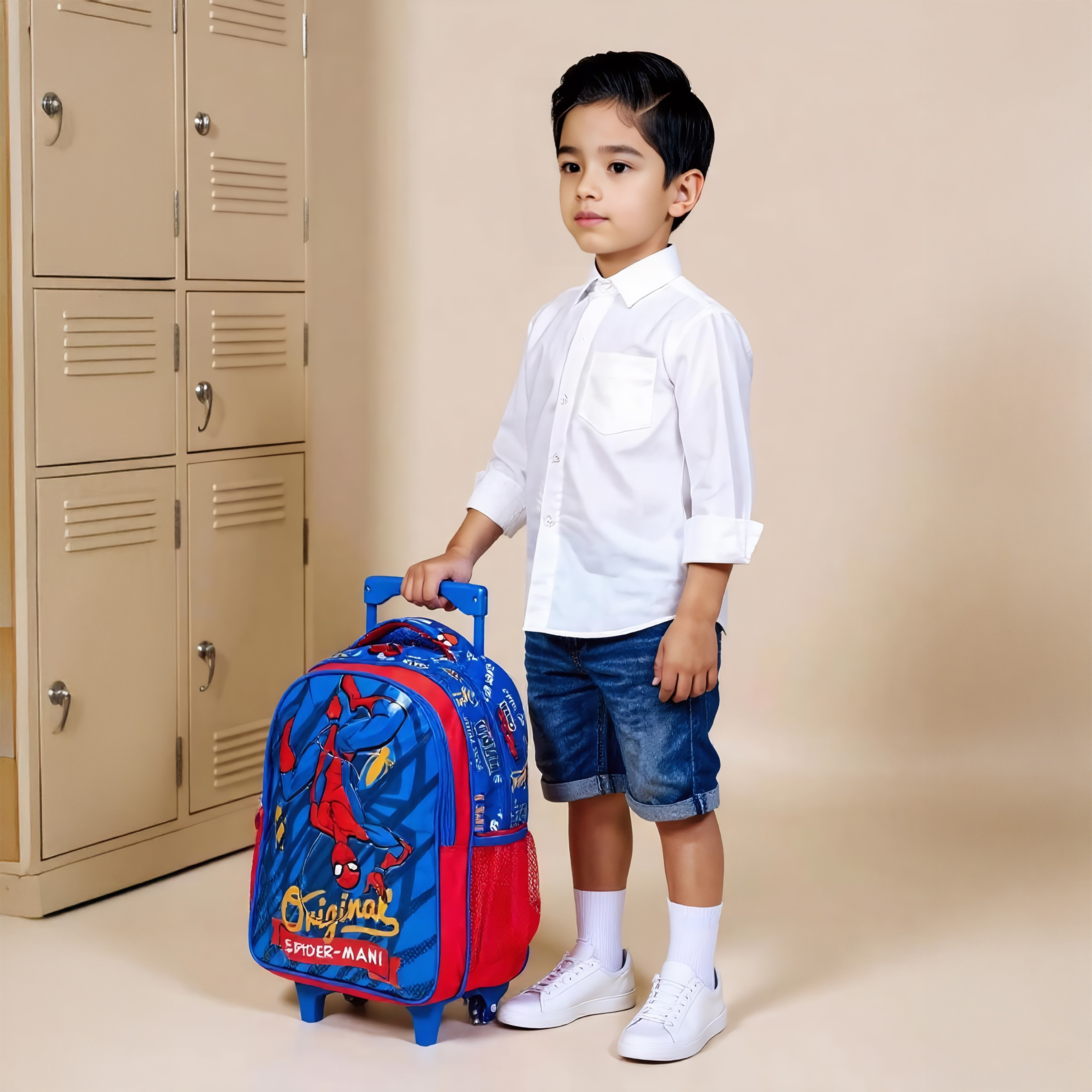 طقم شنطة ترولي 5 قطع بطبعات سبايدر مان - 16 بوصة-school-bagsandbackpacks-trolleybags-image-2