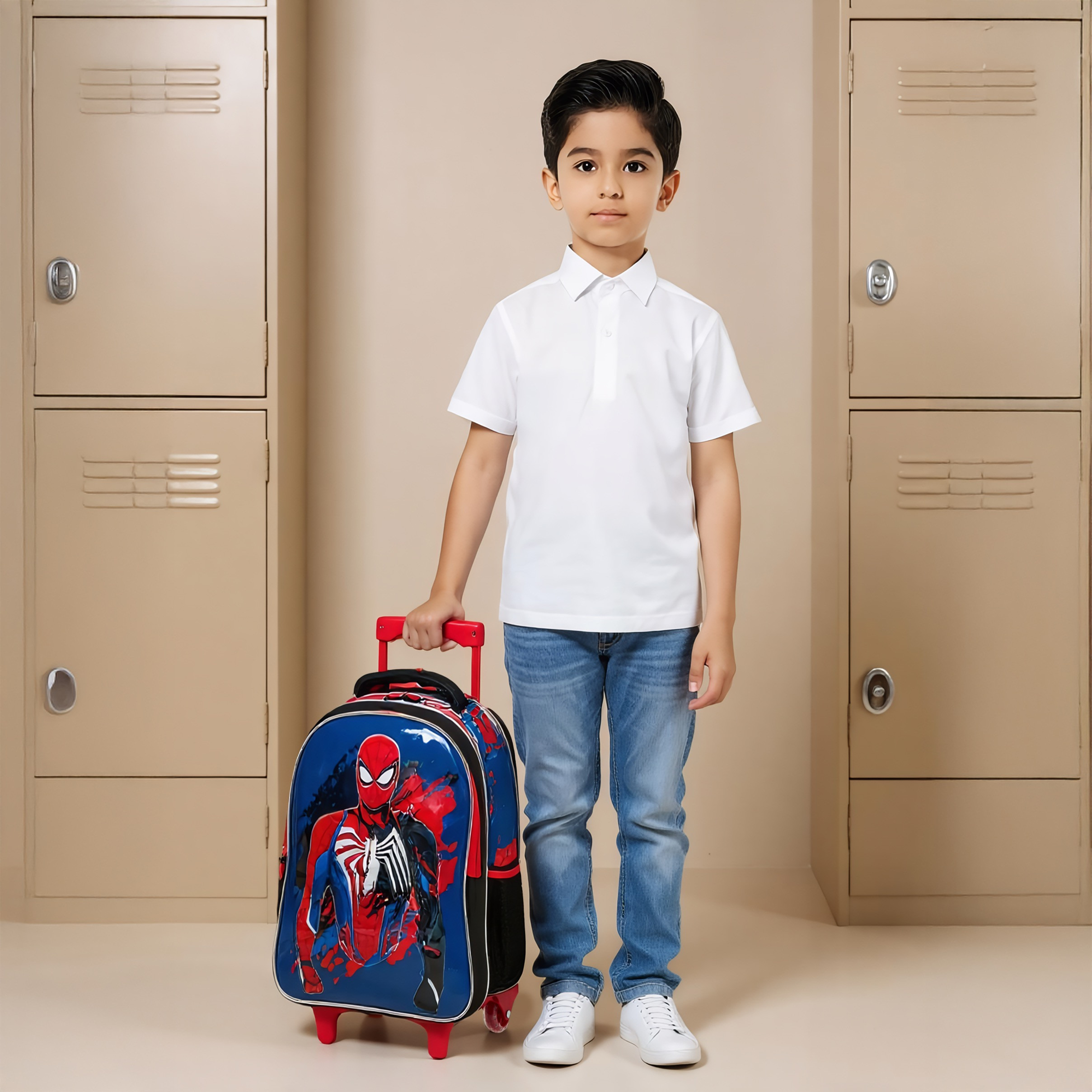 طقم شنطة ظهر ترولي 5 قطع بطبعات سبايدرمان - 16 بوصة-school-bagsandbackpacks-trolleybags-image-2