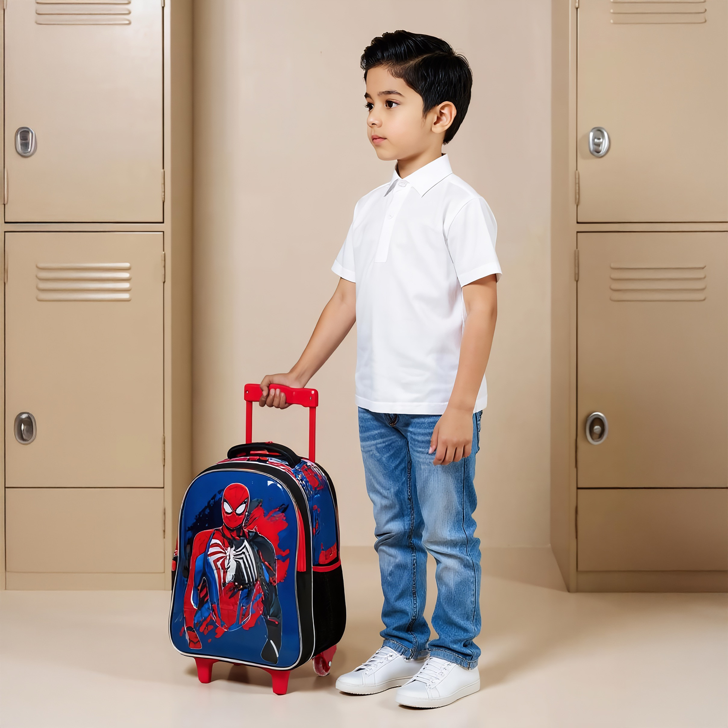 طقم شنطة ظهر ترولي 5 قطع بطبعات سبايدرمان - 16 بوصة-school-bagsandbackpacks-trolleybags-image-3