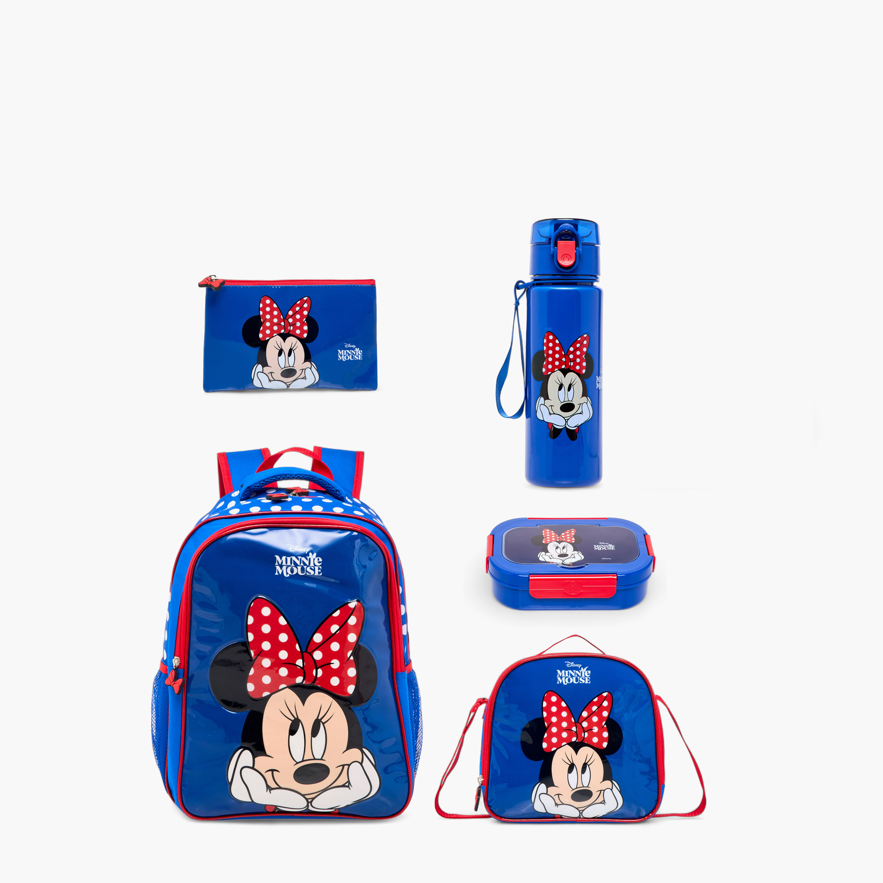 Disney Minnie Mouse Print 5-Piece Backpack Set -16 inches-school-bagsandbackpacks-sets-image-1