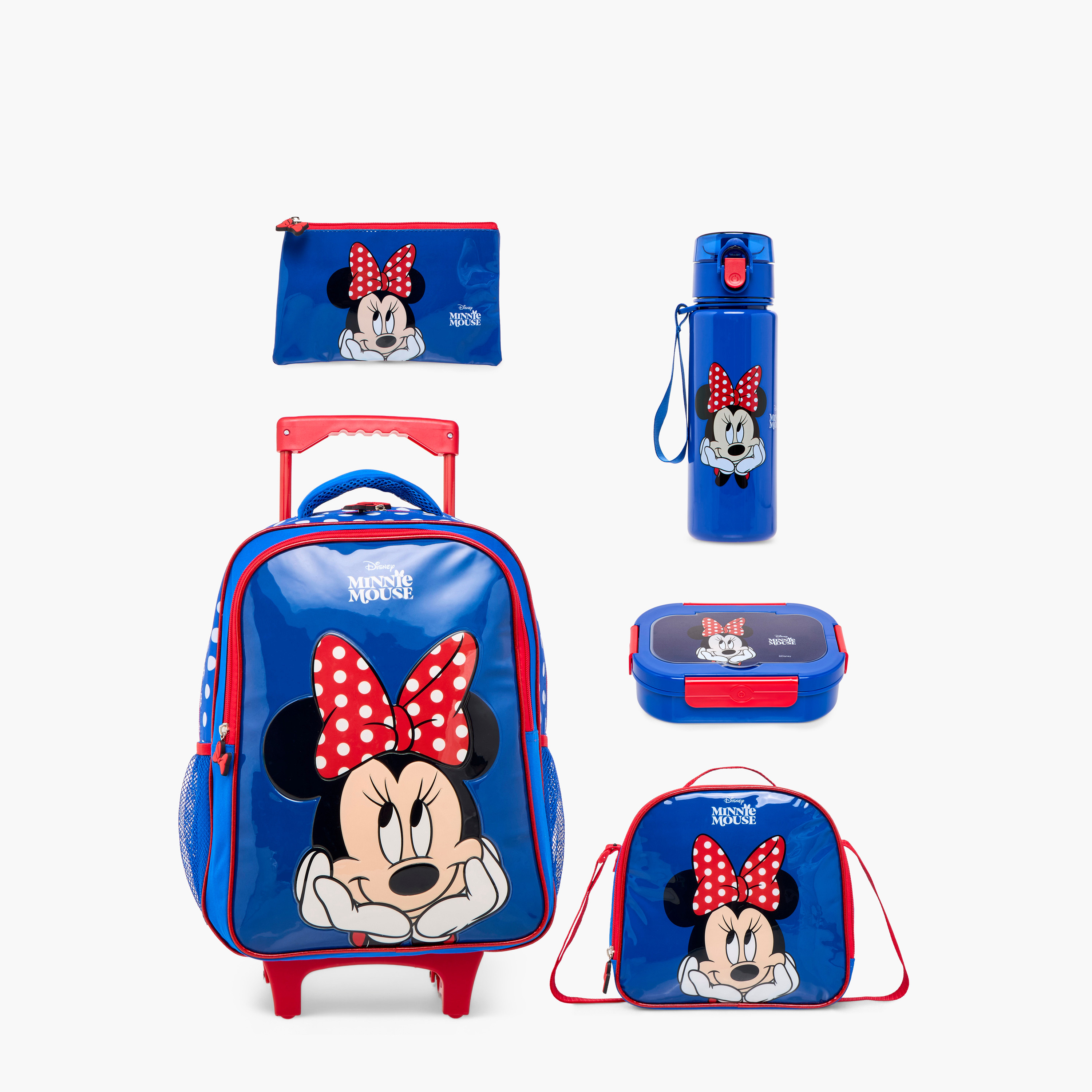 Disney Minnie Mouse Print 5-Piece Trolley Backpack Set -16 inches-school-bagsandbackpacks-trolleybags-image-1