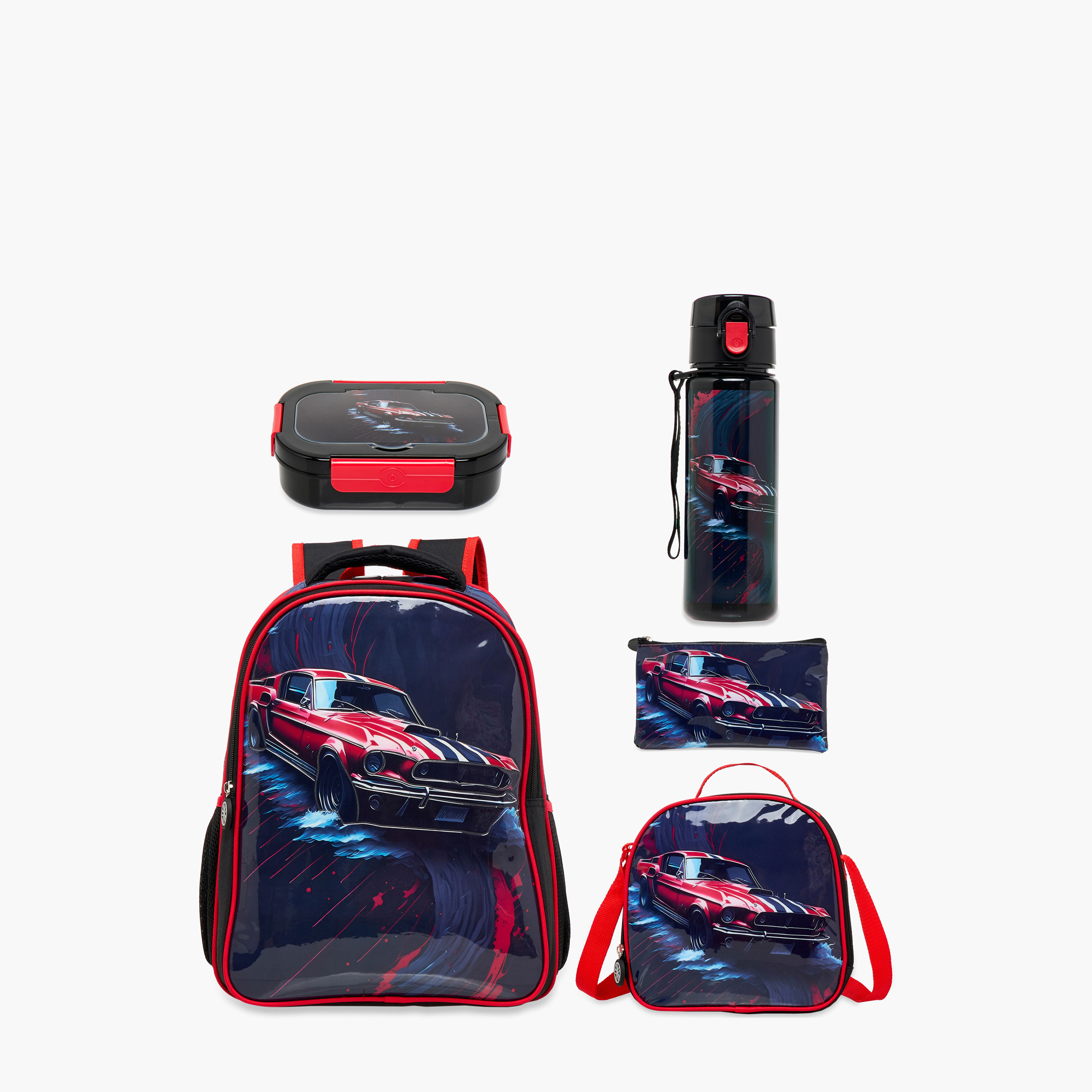 Juniors 5-Piece Car Graphic Print Backpack Set - 16 inches-school-bagsandbackpacks-backpacks-image-1