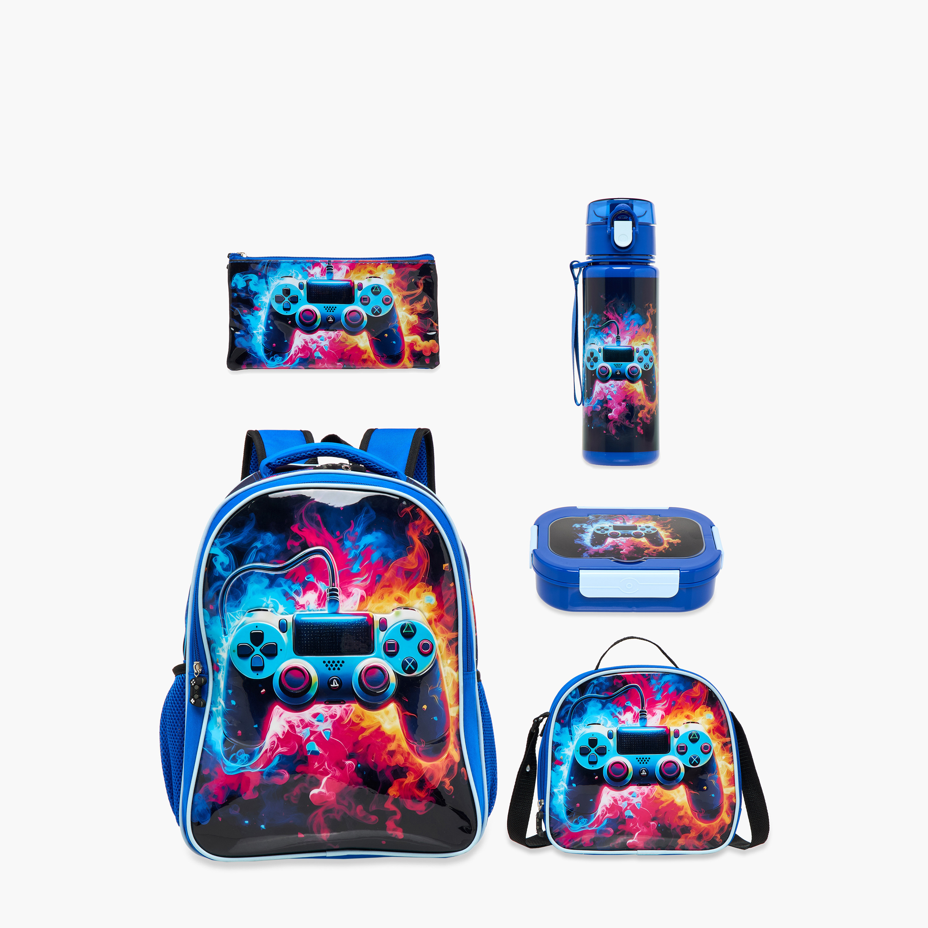 Juniors Gamer Print 5-Piece Backpack Set - 16 inches-school-bagsandbackpacks-backpacks-image-1