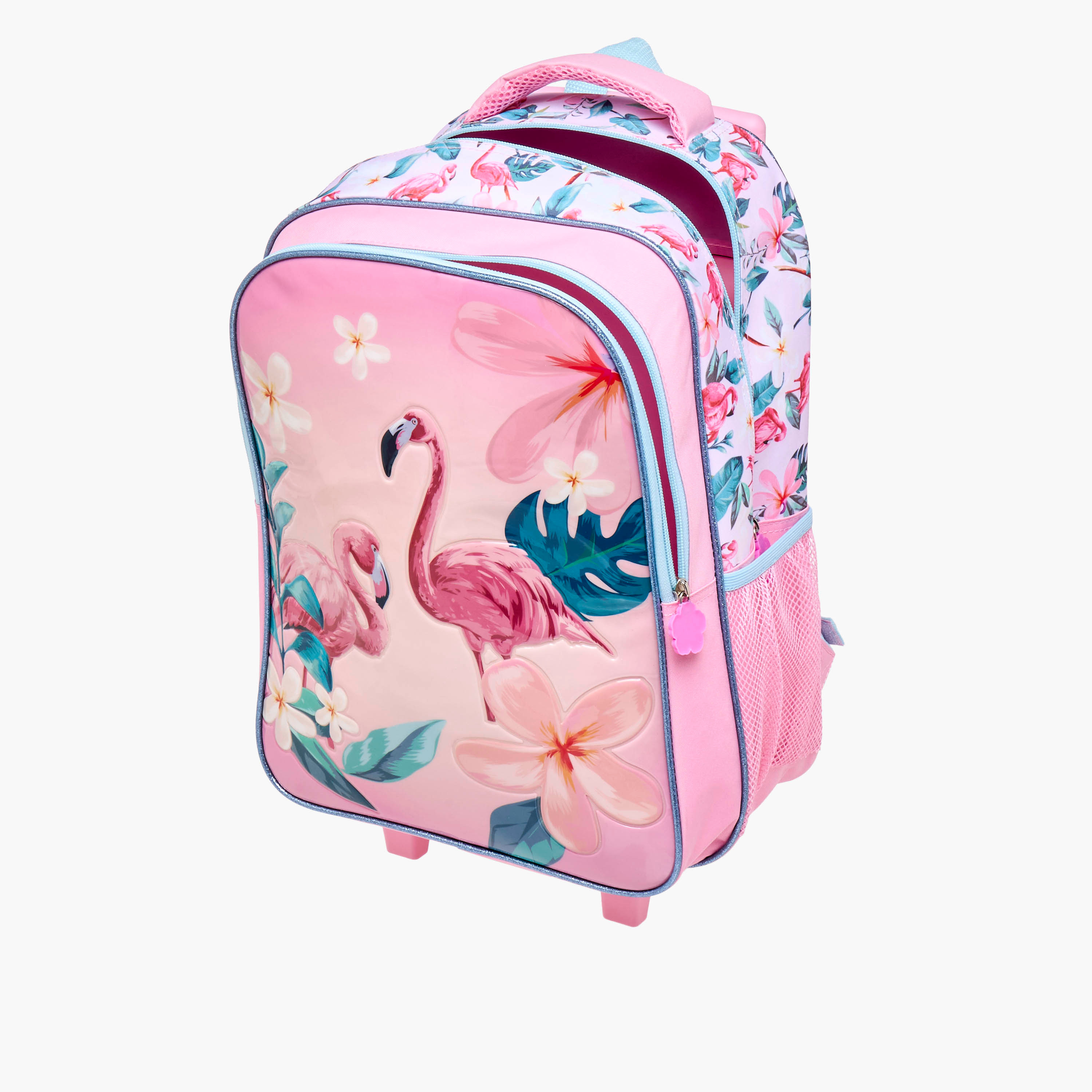 Juniors 5-Piece Flamingo Print Trolley Backpack Set - 16 inches-school-bagsandbackpacks-trolleybags-image-12