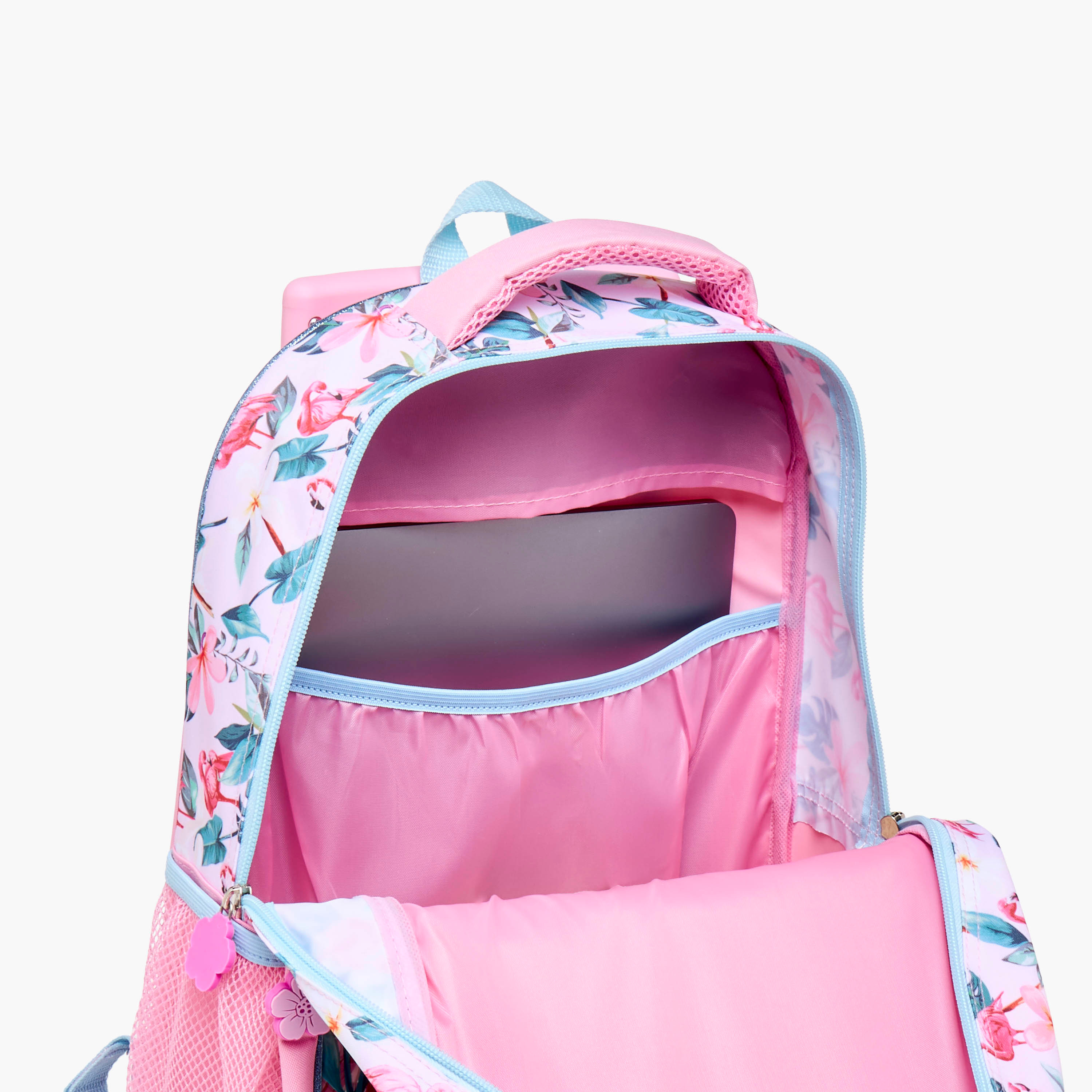 Juniors 5-Piece Flamingo Print Trolley Backpack Set - 16 inches-school-bagsandbackpacks-trolleybags-image-13