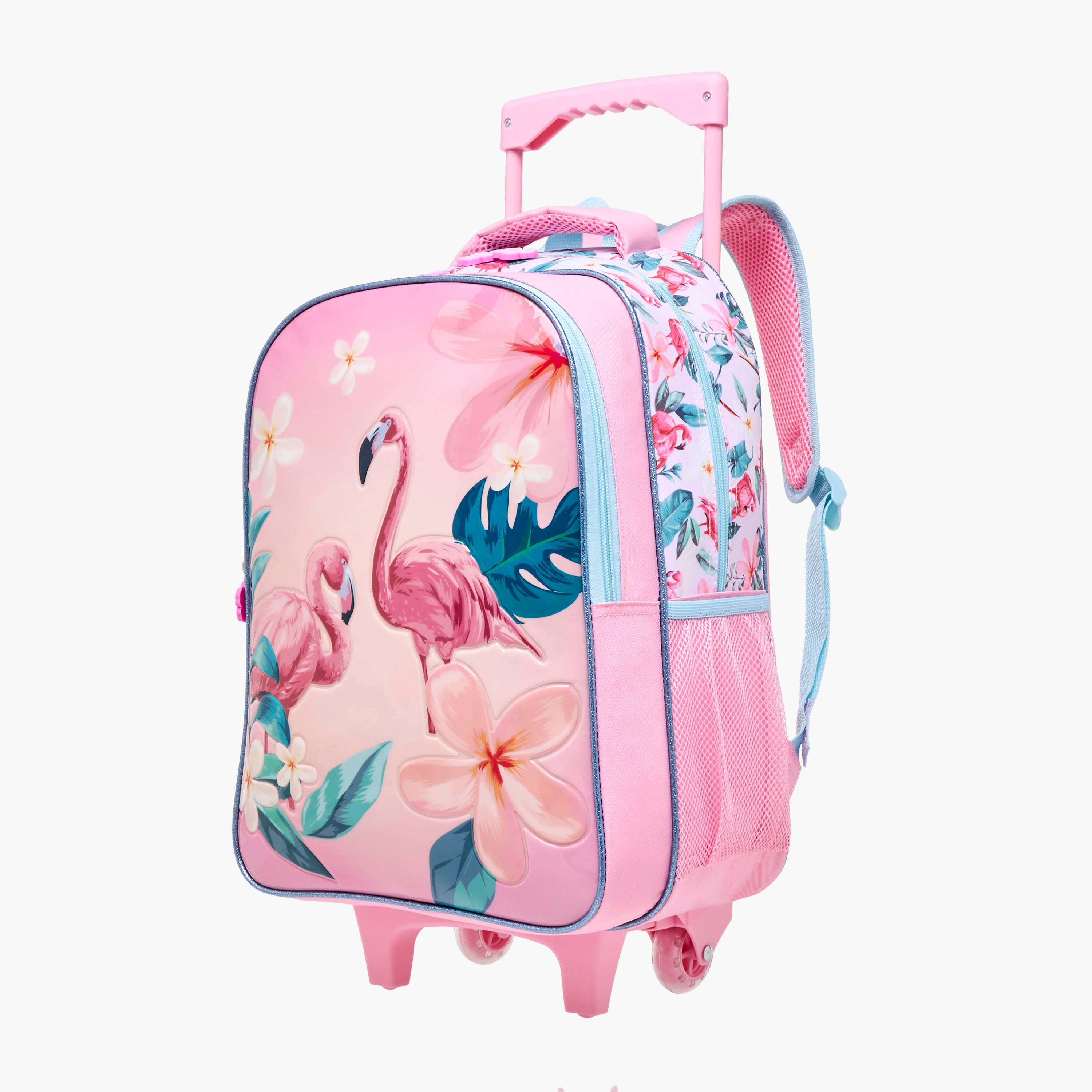 Juniors 5-Piece Flamingo Print Trolley Backpack Set - 16 inches-school-bagsandbackpacks-trolleybags-image-4