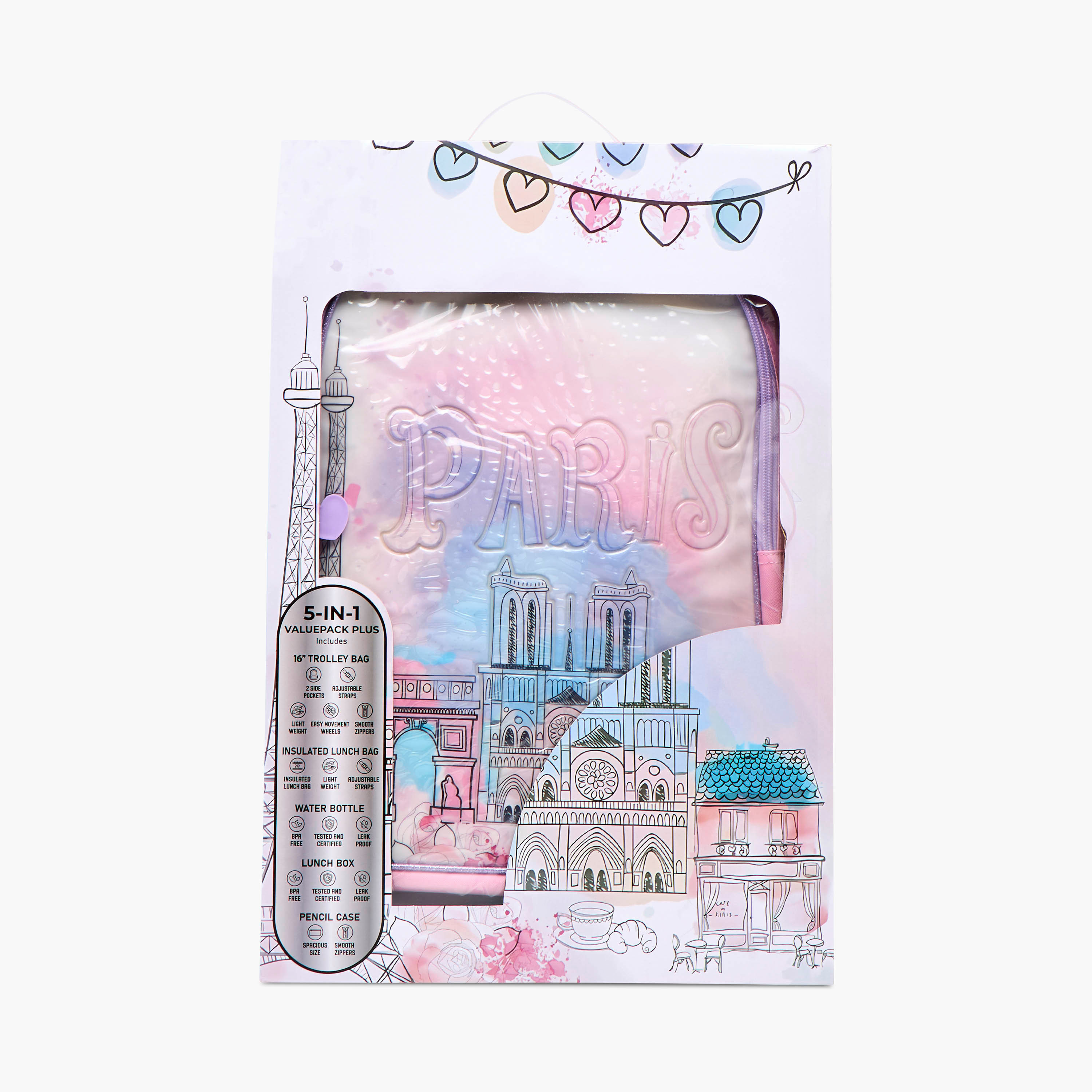 Juniors 5-Piece Paris Print Trolley Backpack Set - 16 inches-school-bagsandbackpacks-trolleybags-image-27