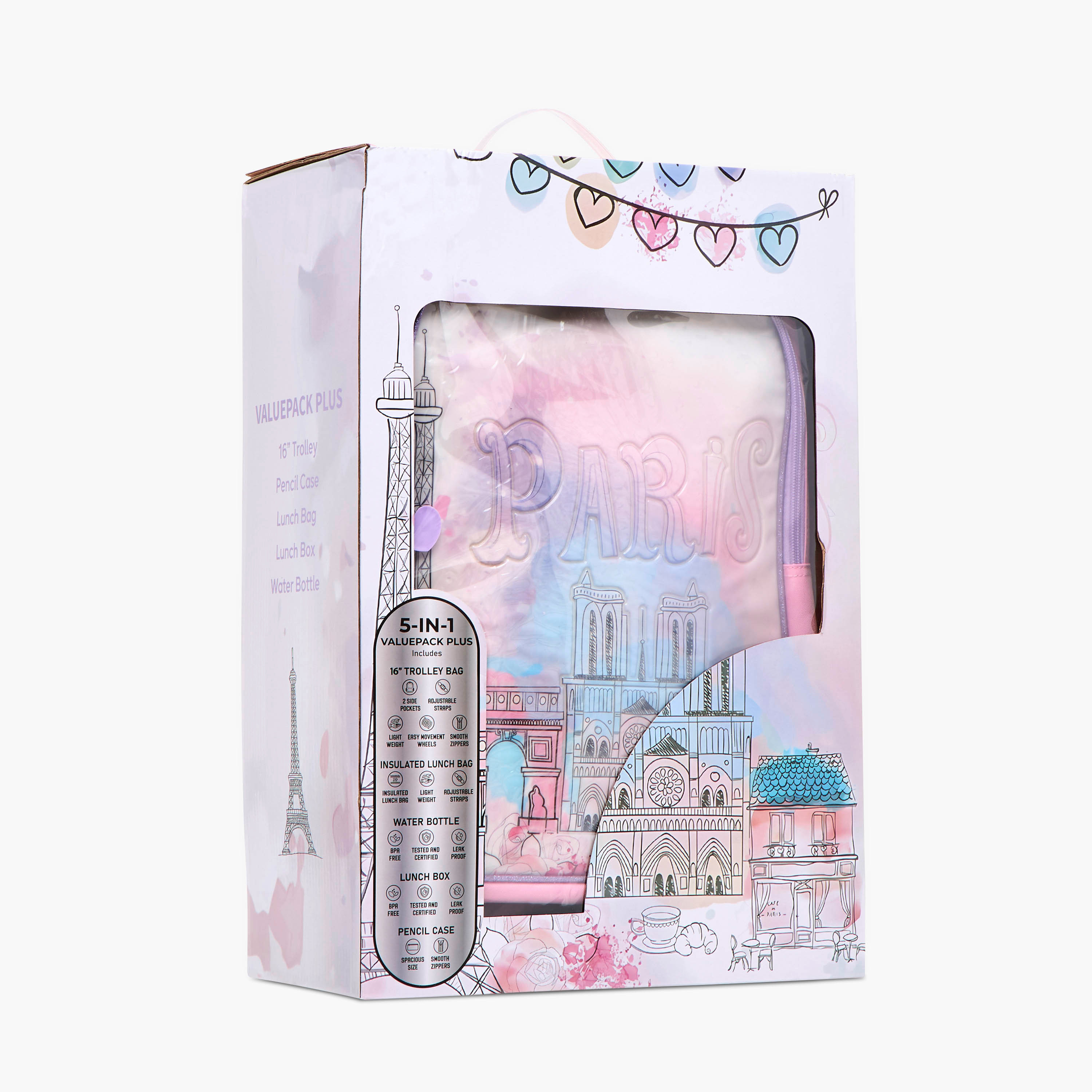 Juniors 5-Piece Paris Print Trolley Backpack Set - 16 inches-school-bagsandbackpacks-trolleybags-image-28