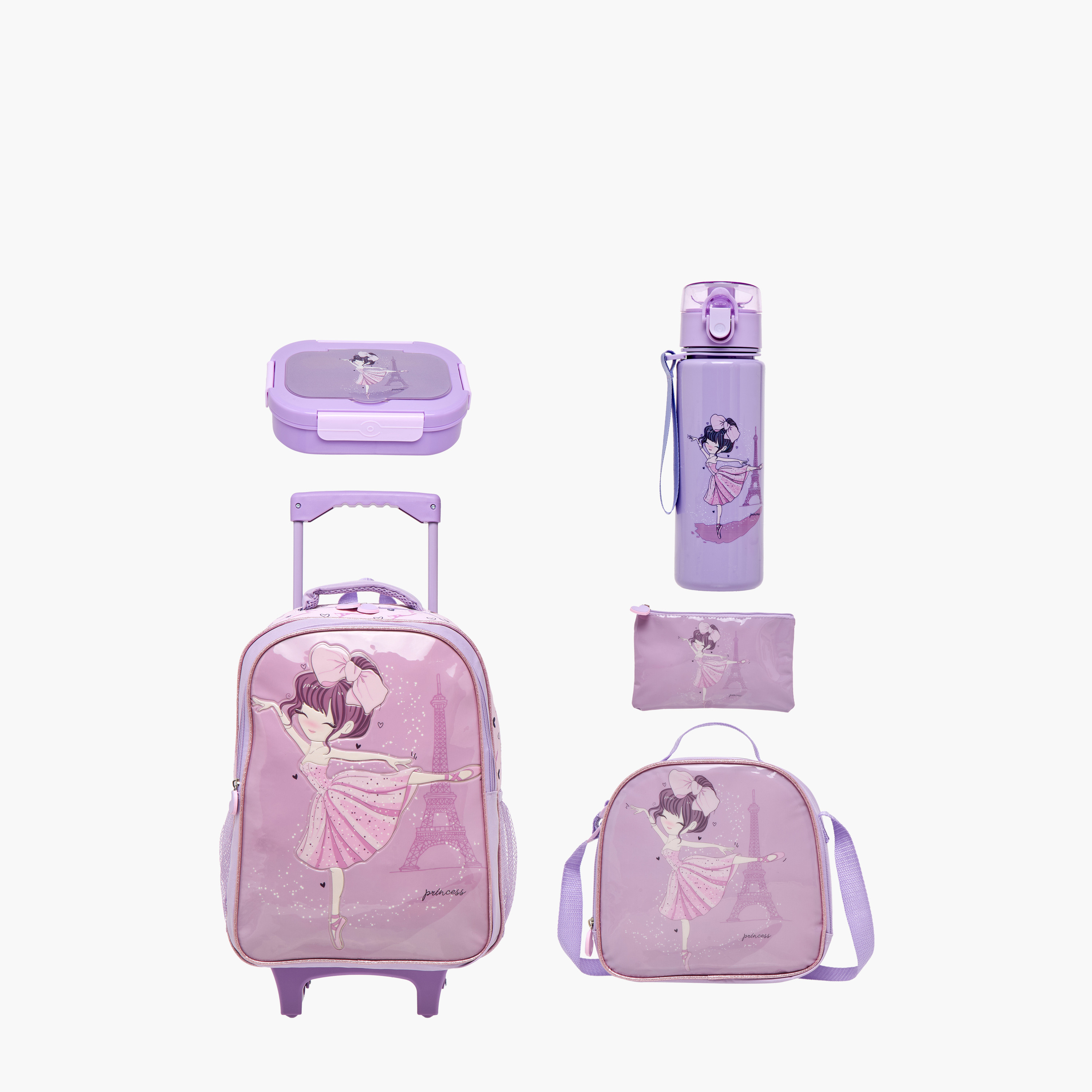 طقم شنطة ظهر ترولي 5 قطع بطبعات من جونيورز - 16 بوصة-school-bagsandbackpacks-trolleybags-image-1