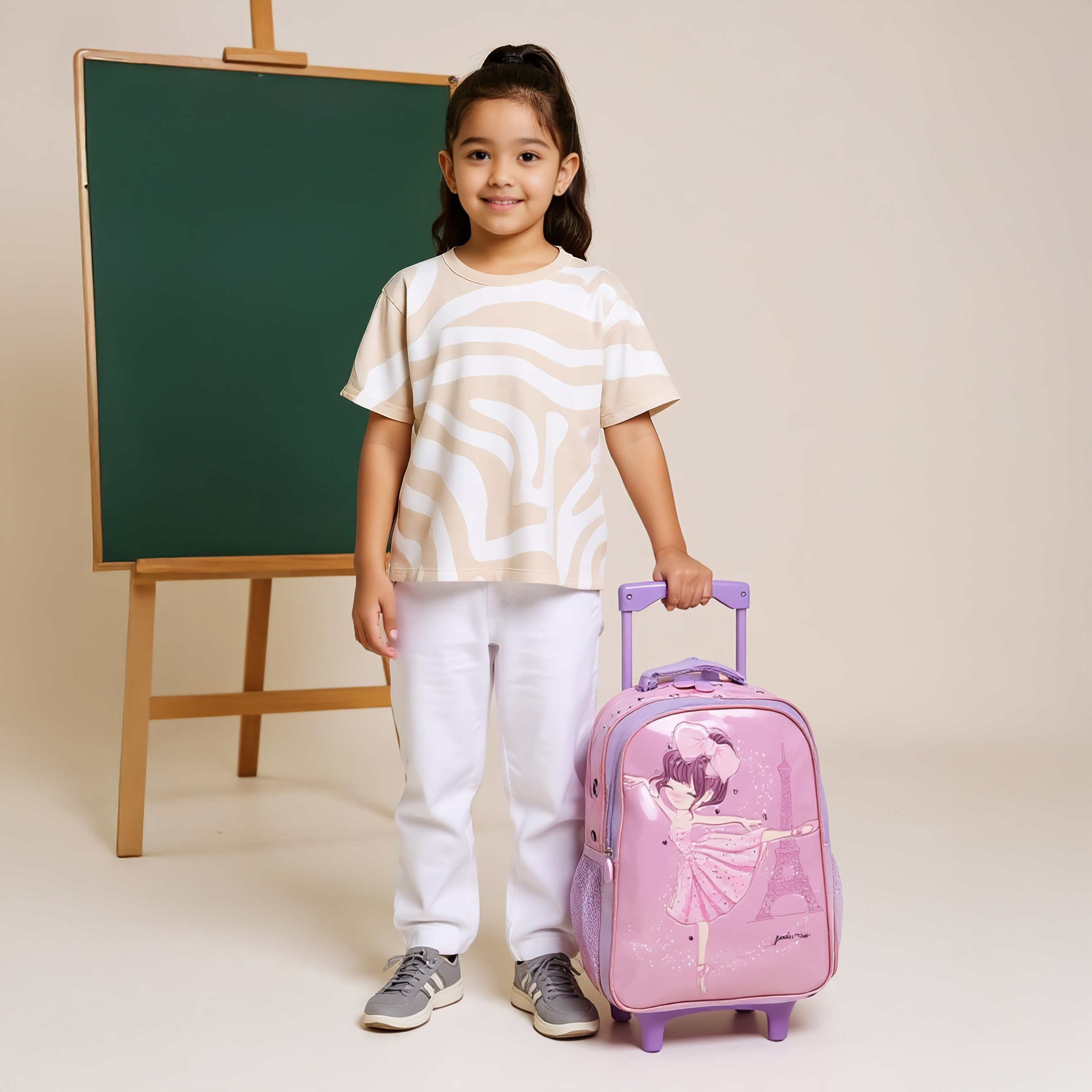 طقم شنطة ظهر ترولي 5 قطع بطبعات من جونيورز - 16 بوصة-school-bagsandbackpacks-trolleybags-image-3