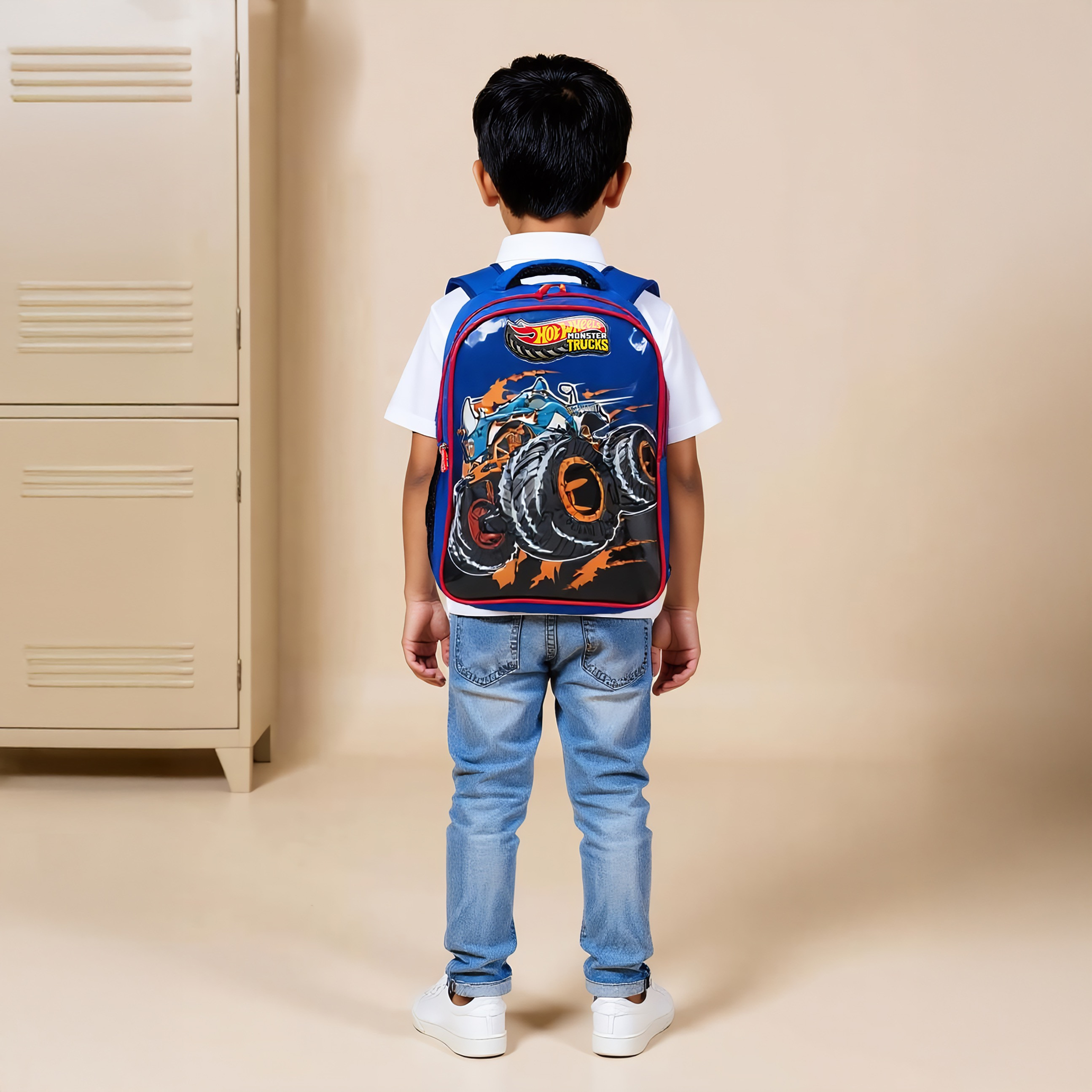 Hot Wheels 5-Piece Monster Truck Print Backpack Set - 16 inches-school-bagsandbackpacks-sets-image-3