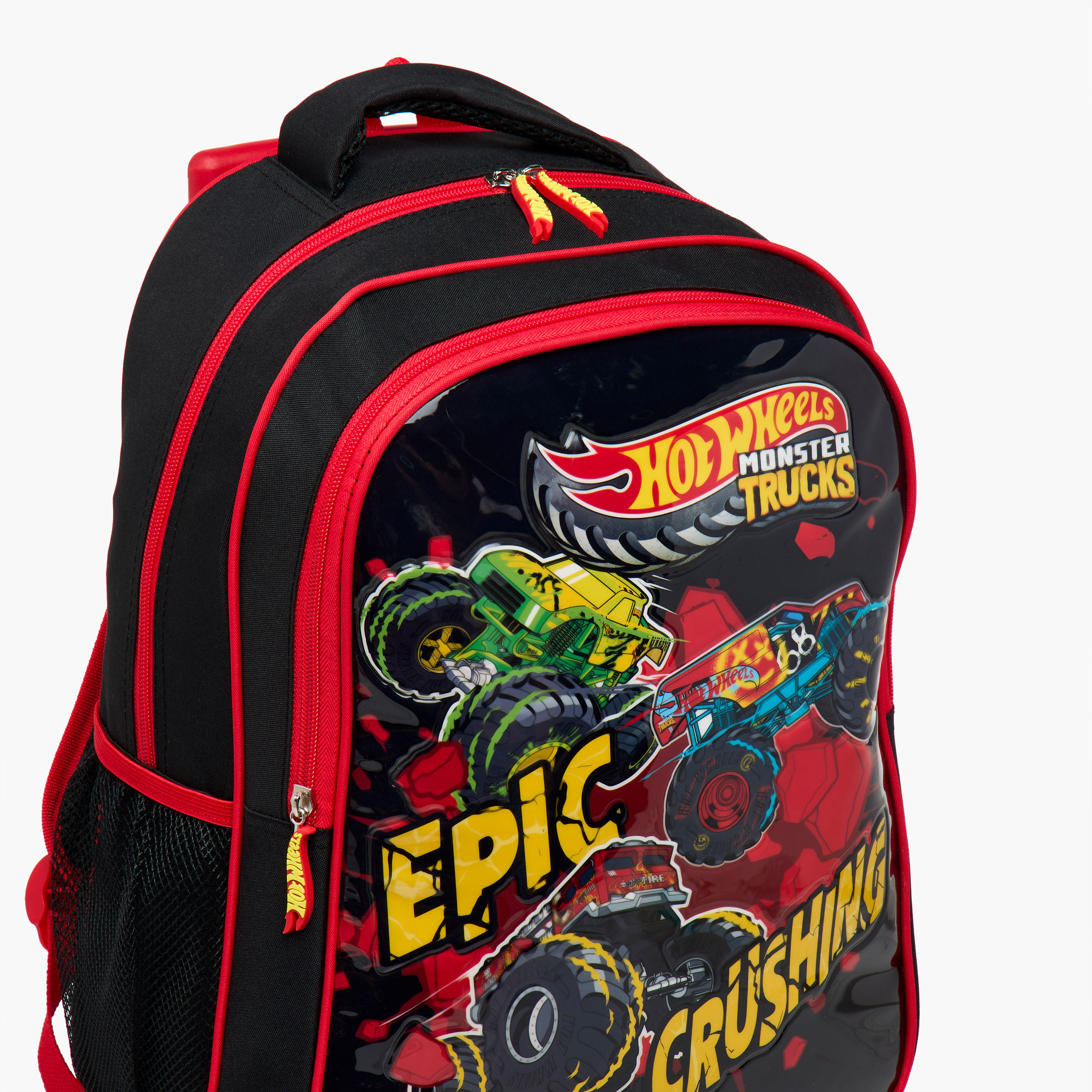 طقم شنطة ترولي 5 قطع بطبعات شاحنات الوحش من هوت ويلز – 16 بوصة-school-bagsandbackpacks-trolleybags-image-1