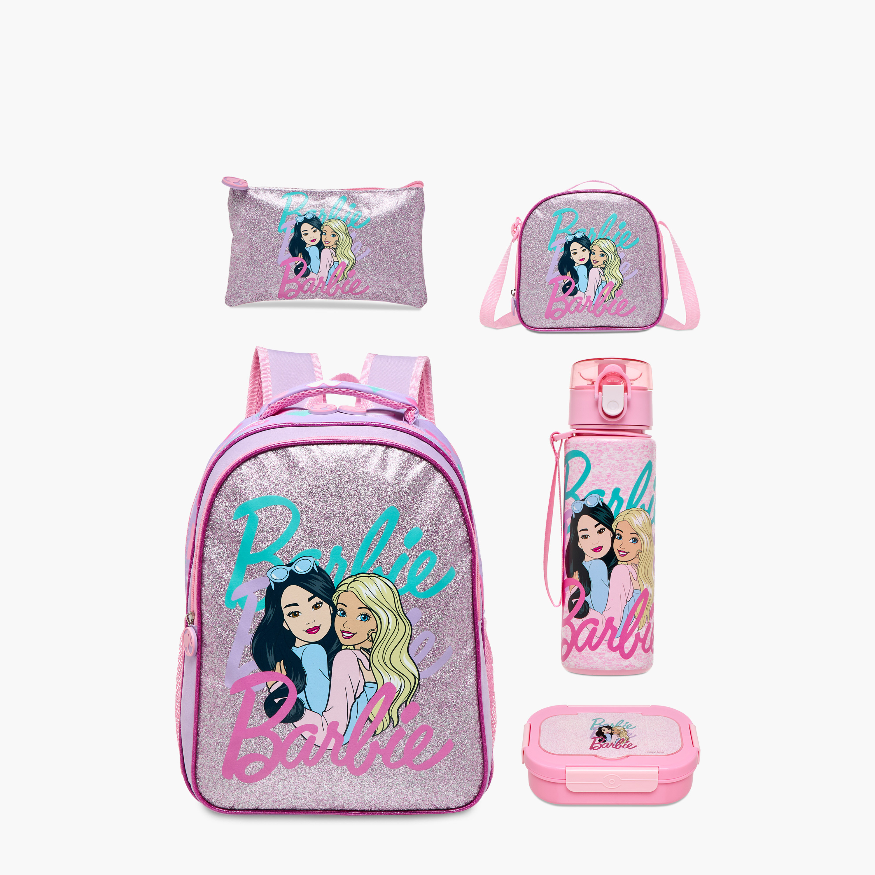 Barbie 5-Piece Printed Backpack Set - 16 inches-school-bagsandbackpacks-sets-image-1