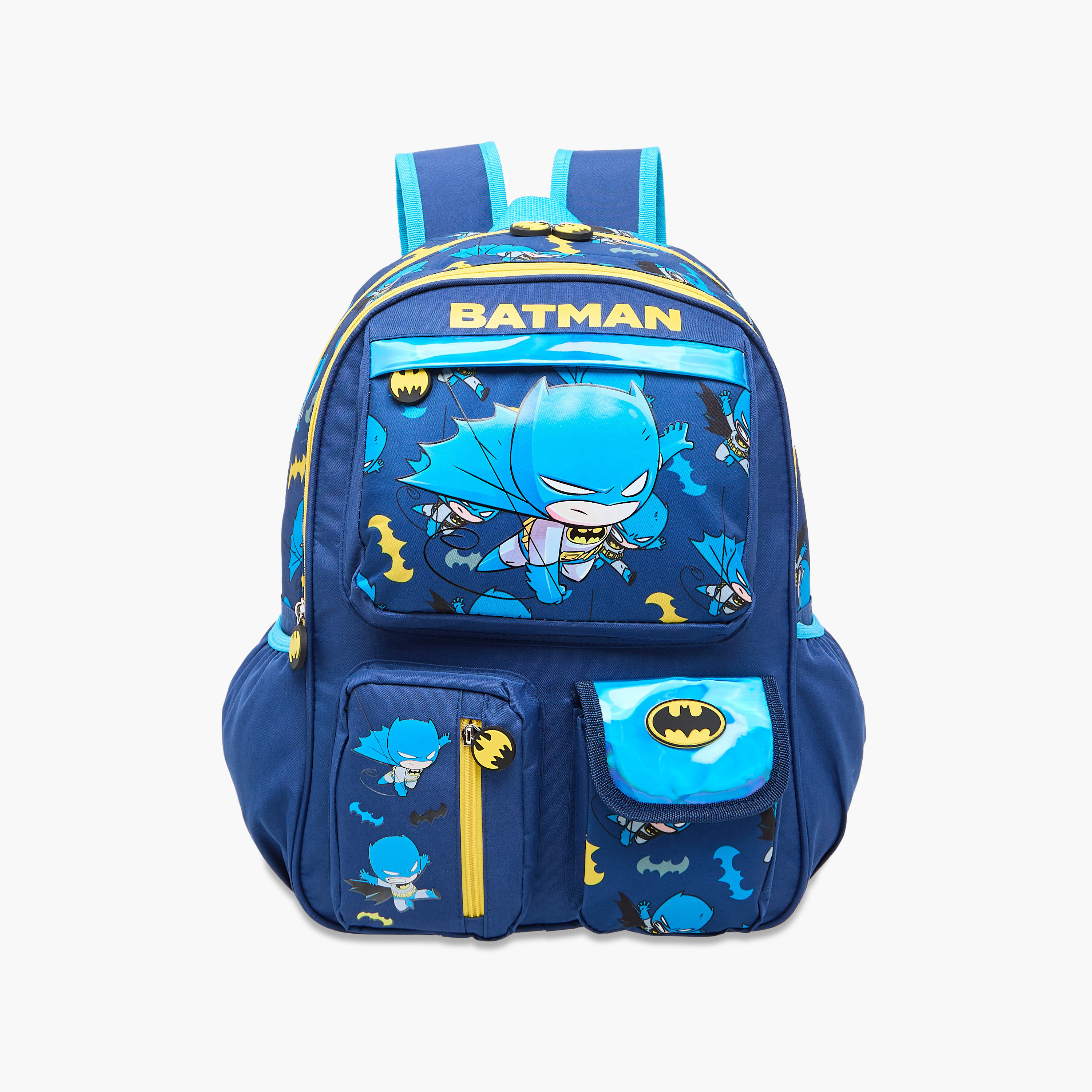 شنطة ظهر بطبعات باتمان مع حمّالات كتف قابلة للتعديل وسحّاب إغلاق - 16 بوصة-school-bagsandbackpacks-backpacks-image-10