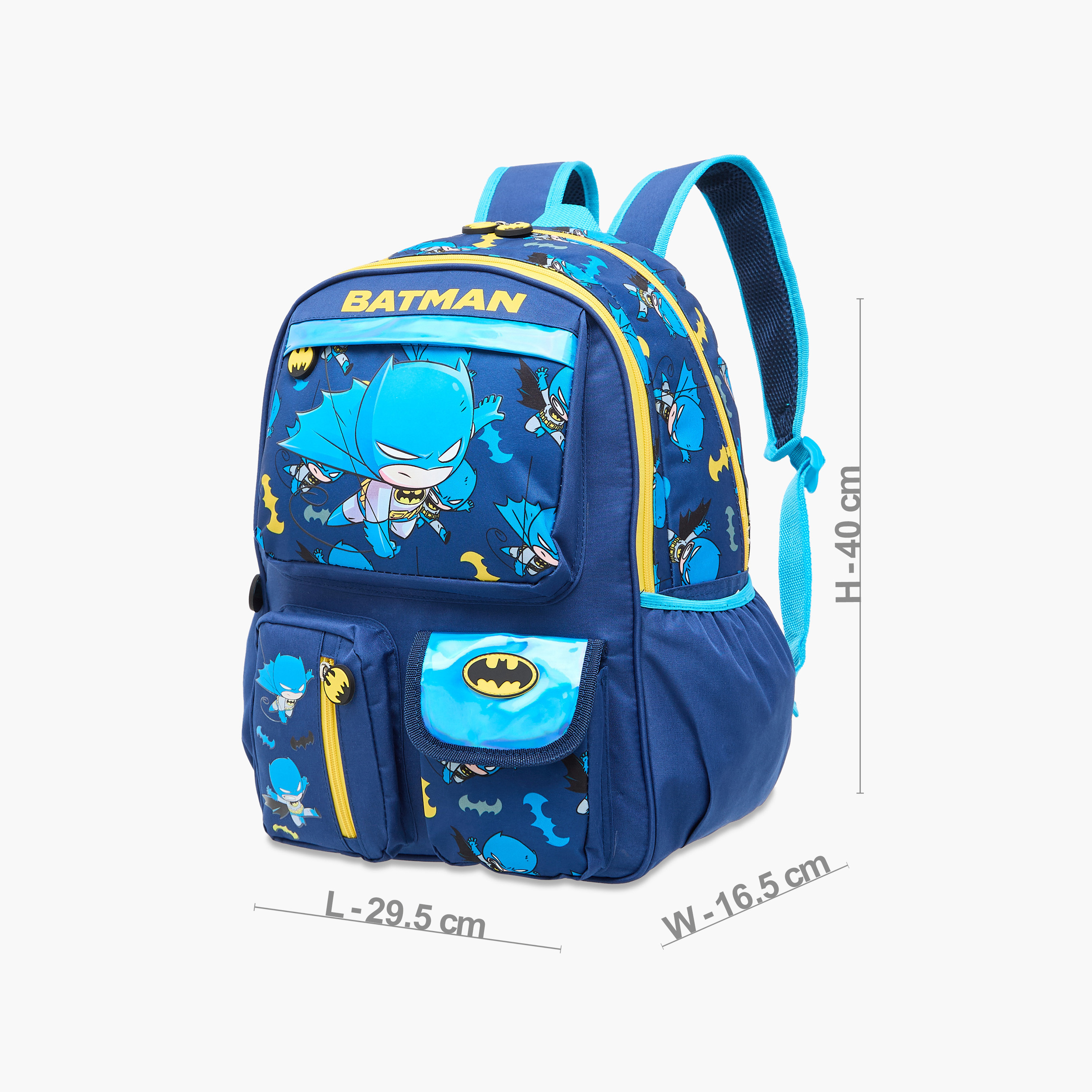 شنطة ظهر بطبعات باتمان مع حمّالات كتف قابلة للتعديل وسحّاب إغلاق - 16 بوصة-school-bagsandbackpacks-backpacks-image-7