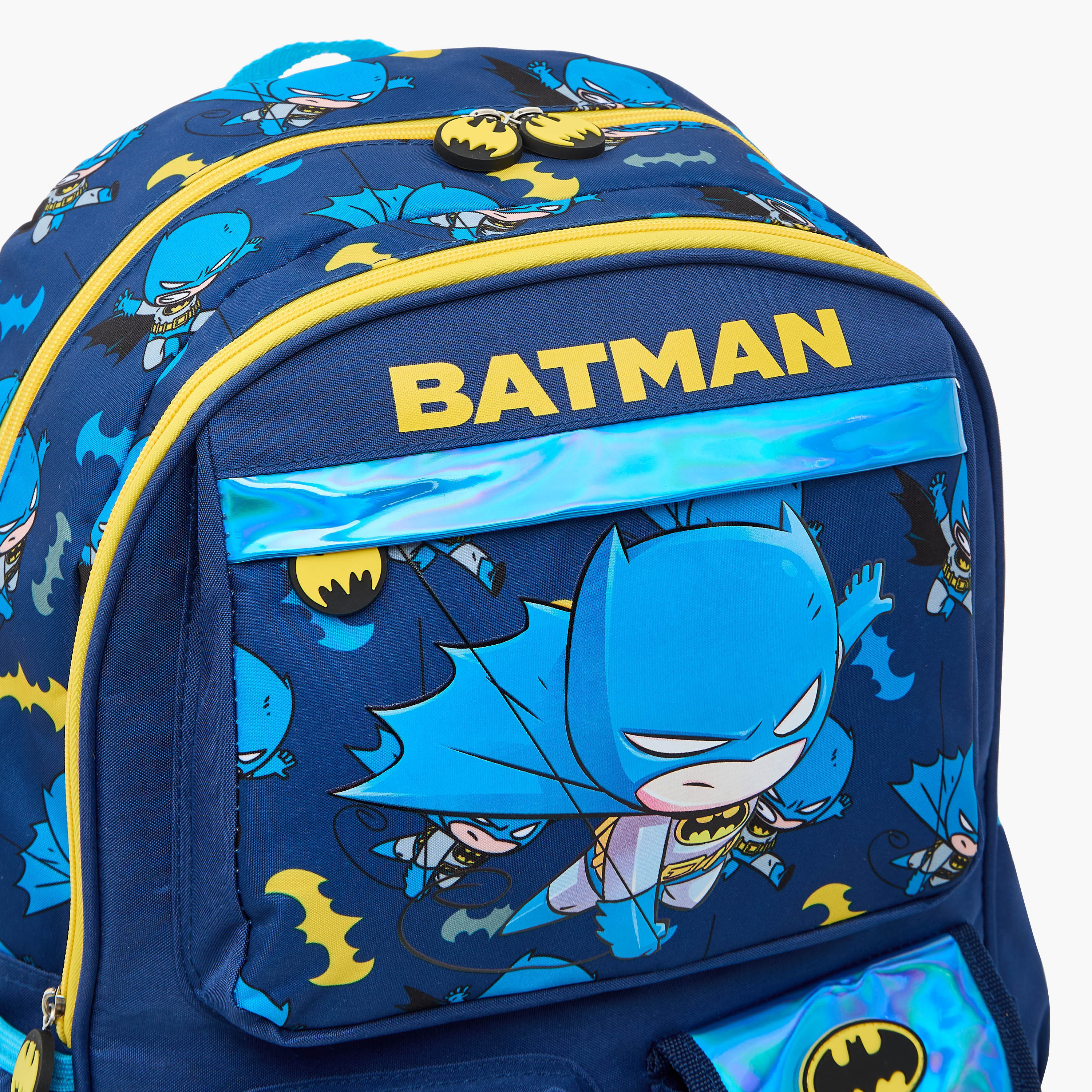 شنطة ظهر بطبعات باتمان مع حمّالات كتف قابلة للتعديل وسحّاب إغلاق - 16 بوصة-school-bagsandbackpacks-backpacks-image-3