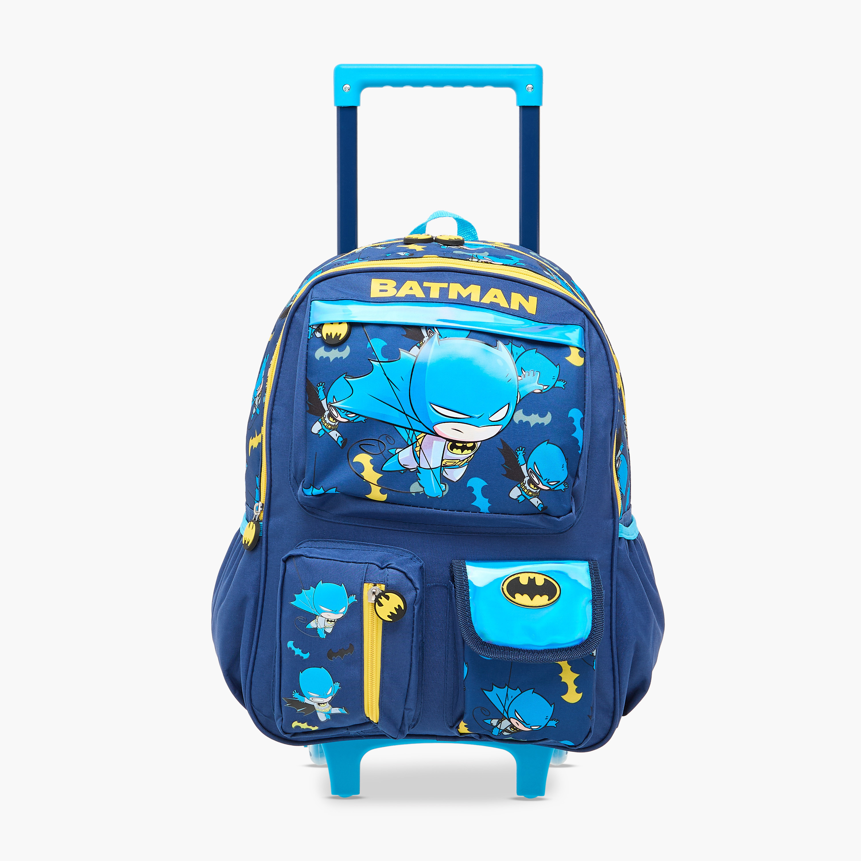 Batman Print Trolley Bag for Boys 5-8 Years with Adjustable Strap -school-bagsandbackpacks-trolleybags-image-1