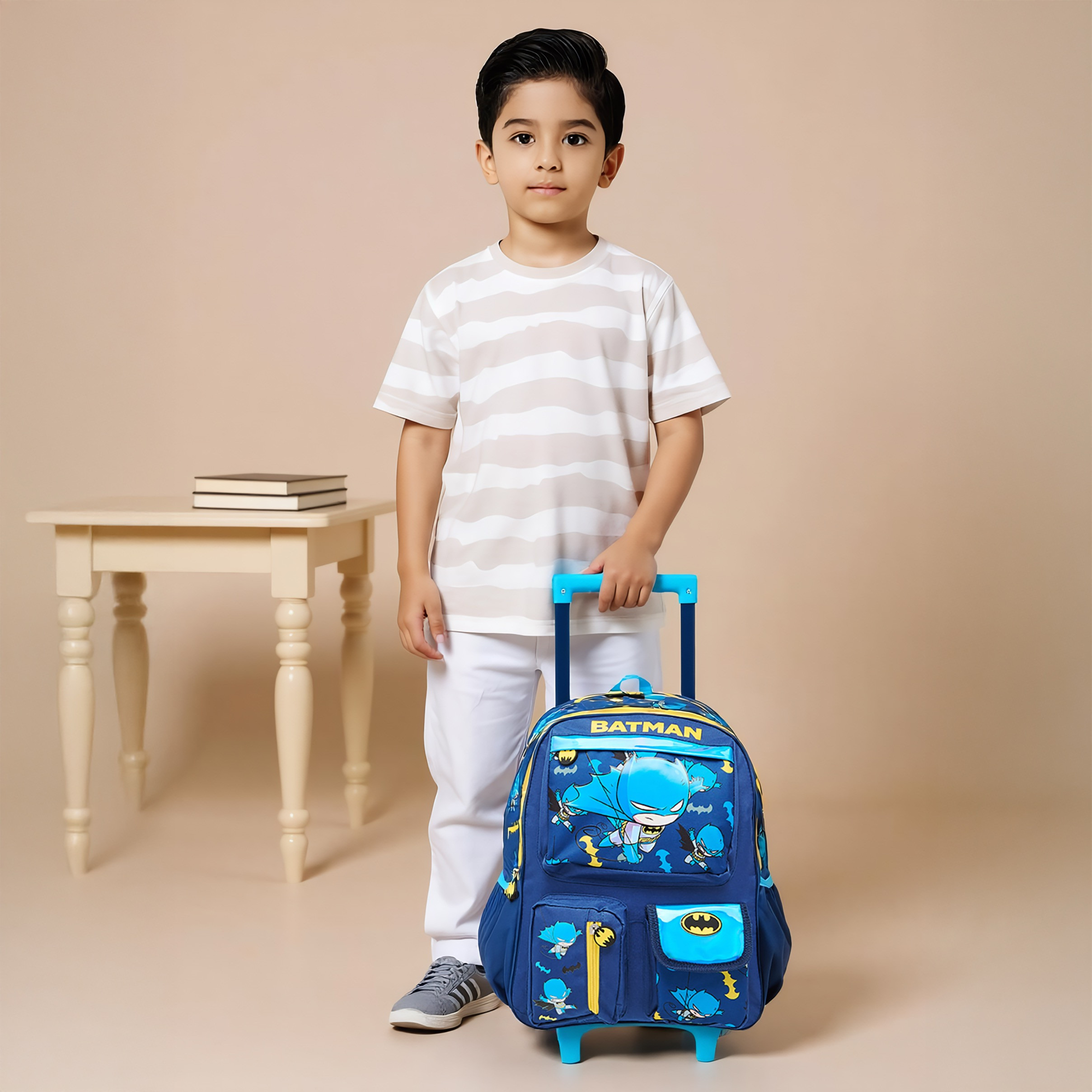 Batman Print Trolley Bag for Boys 5-8 Years with Adjustable Strap -school-bagsandbackpacks-trolleybags-image-2
