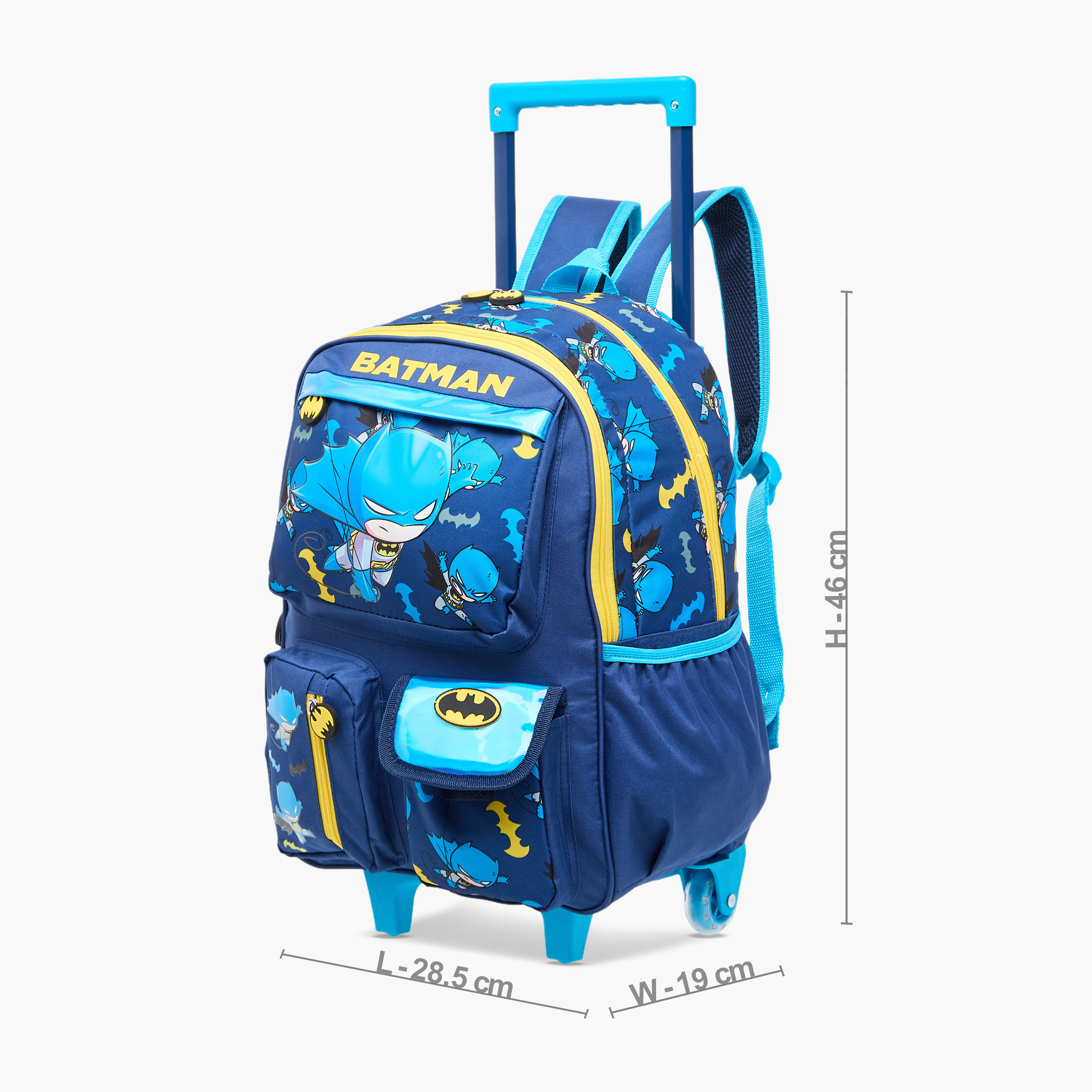 Batman Print Trolley Bag for Boys 5-8 Years with Adjustable Strap -school-bagsandbackpacks-trolleybags-image-4