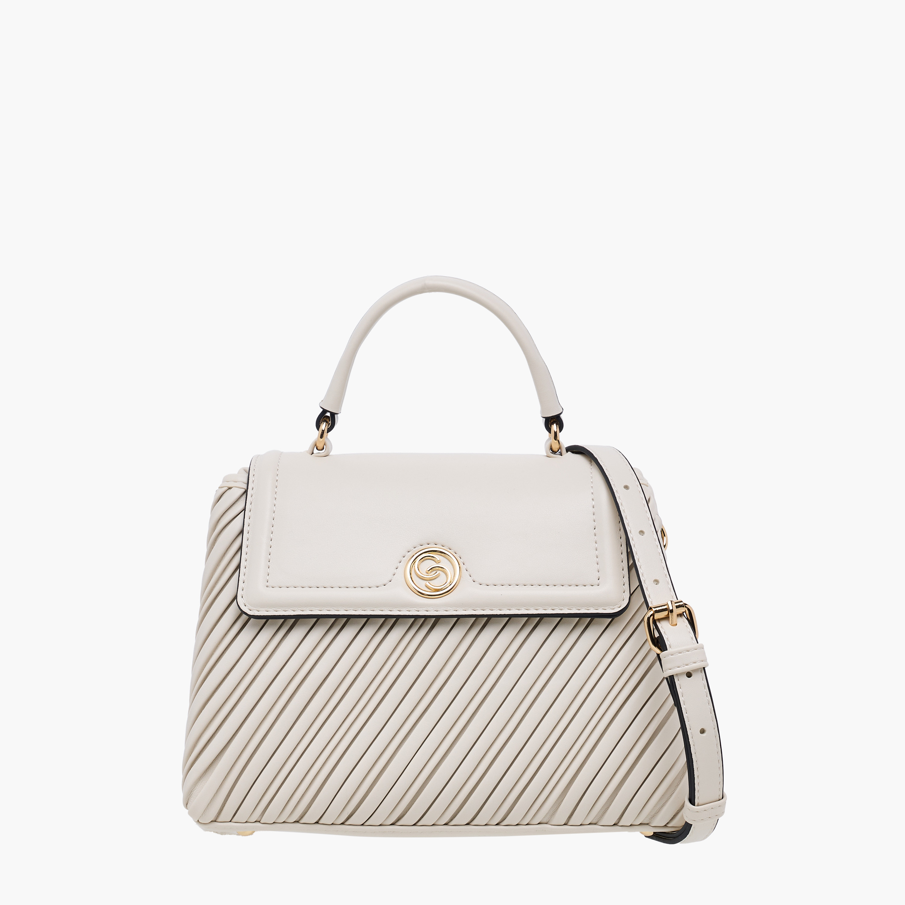 Celeste Pleated Satchel Bag with Grab Handle and Button Closure-women-bagsandwallets-handbags-image-1