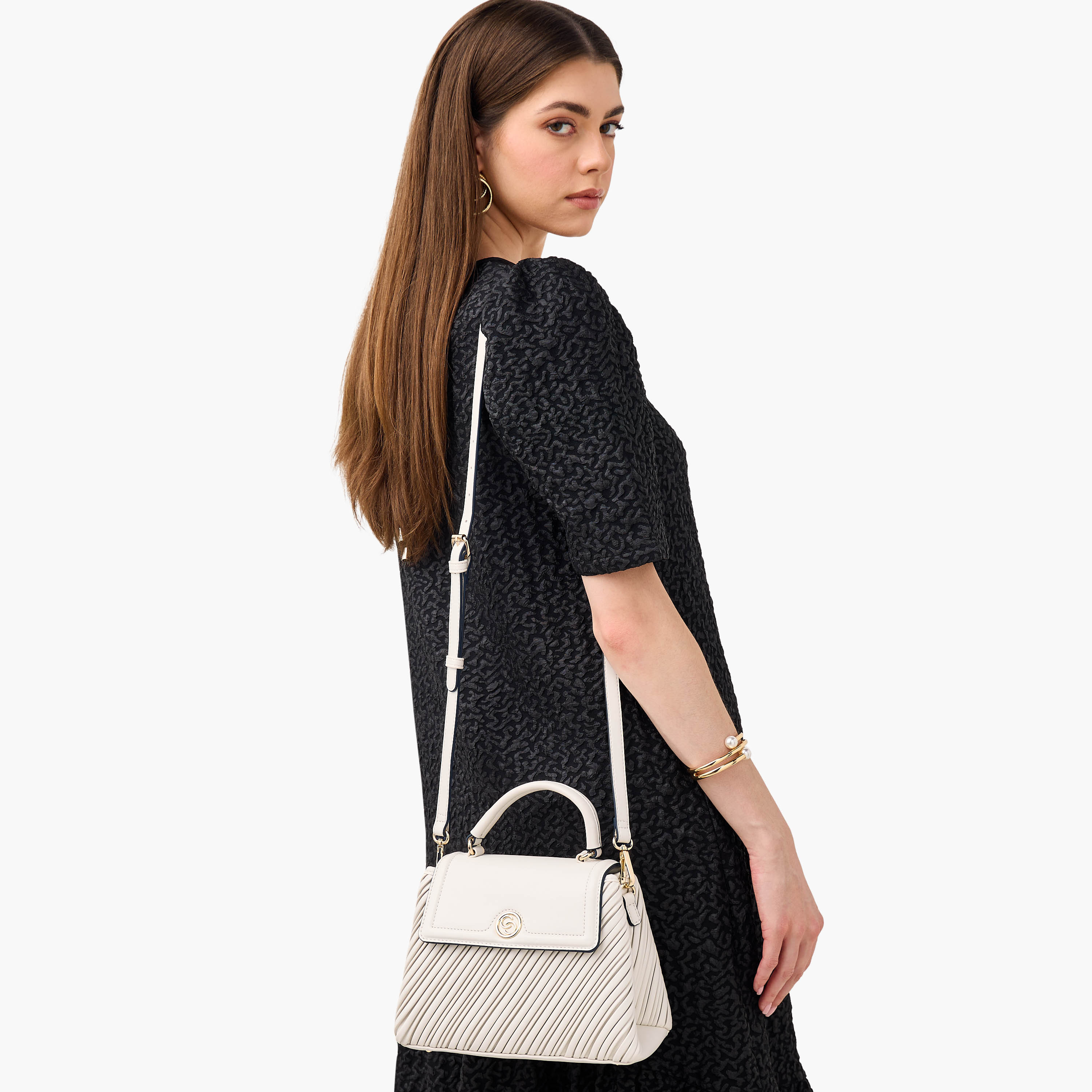 Celeste Pleated Satchel Bag with Grab Handle and Button Closure-women-bagsandwallets-handbags-image-3