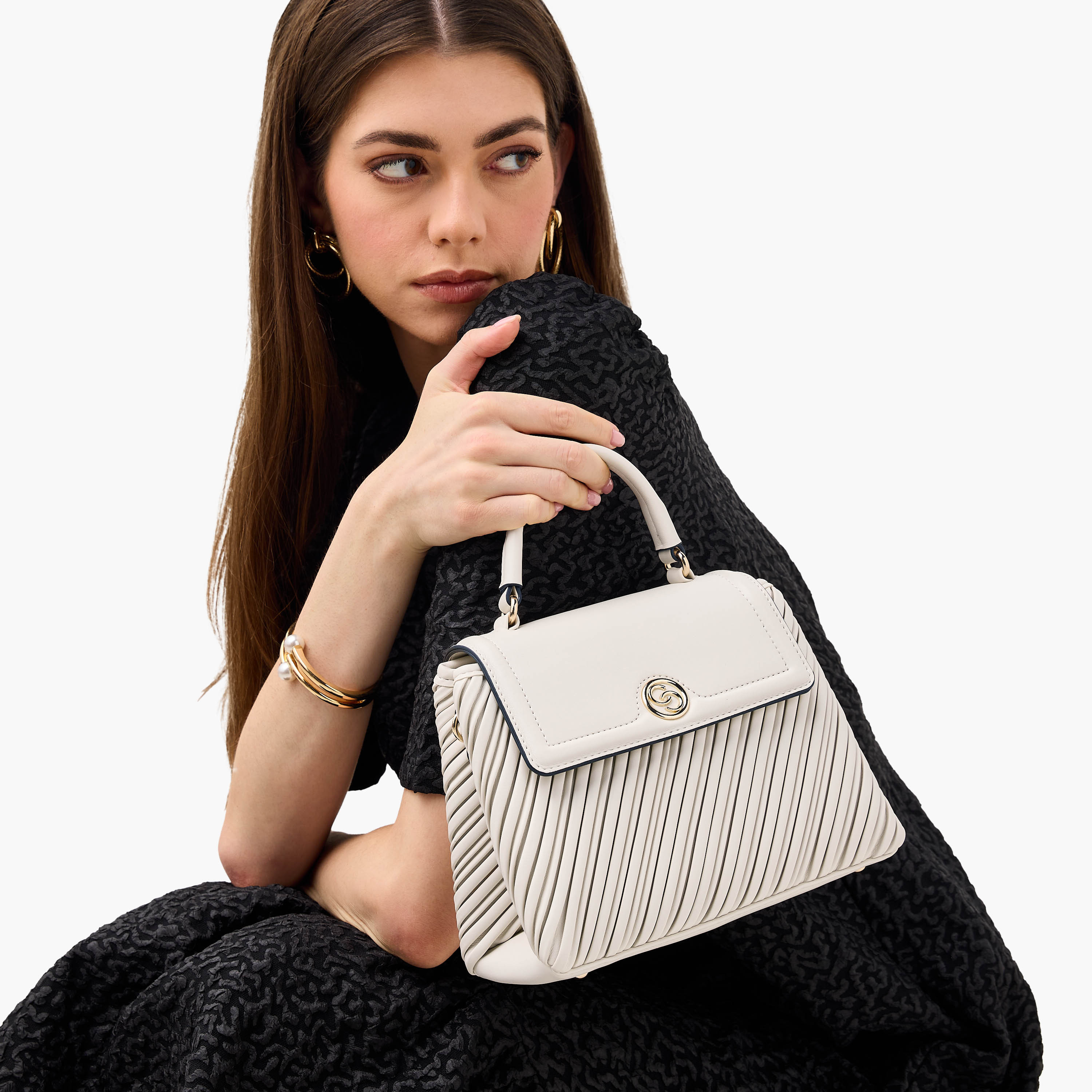 Celeste Pleated Satchel Bag with Grab Handle and Button Closure-women-bagsandwallets-handbags-image-9